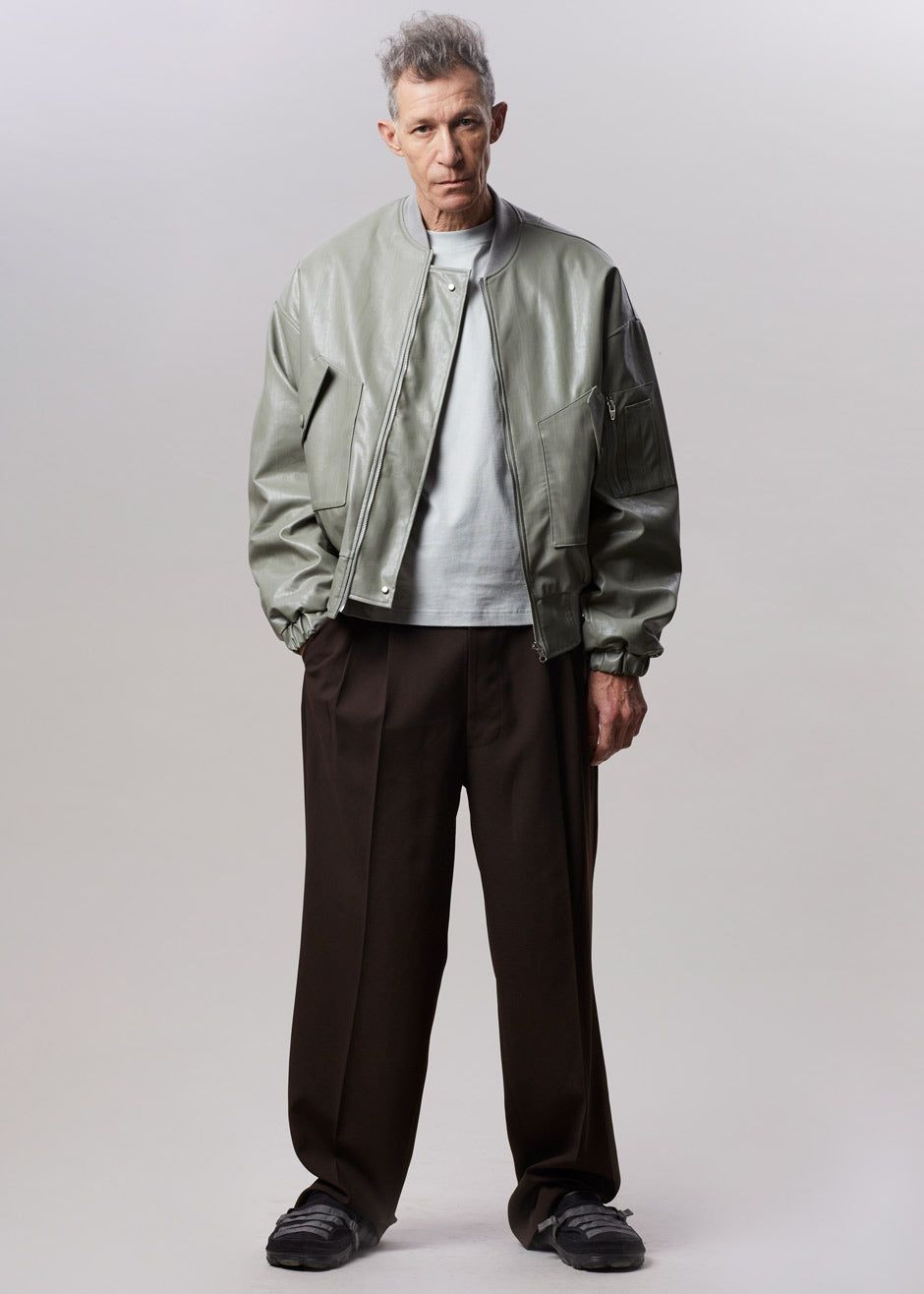 Hane Faux Leather Bomber - Eucalyptus sold by Frankie Shop product image thumbnail 4