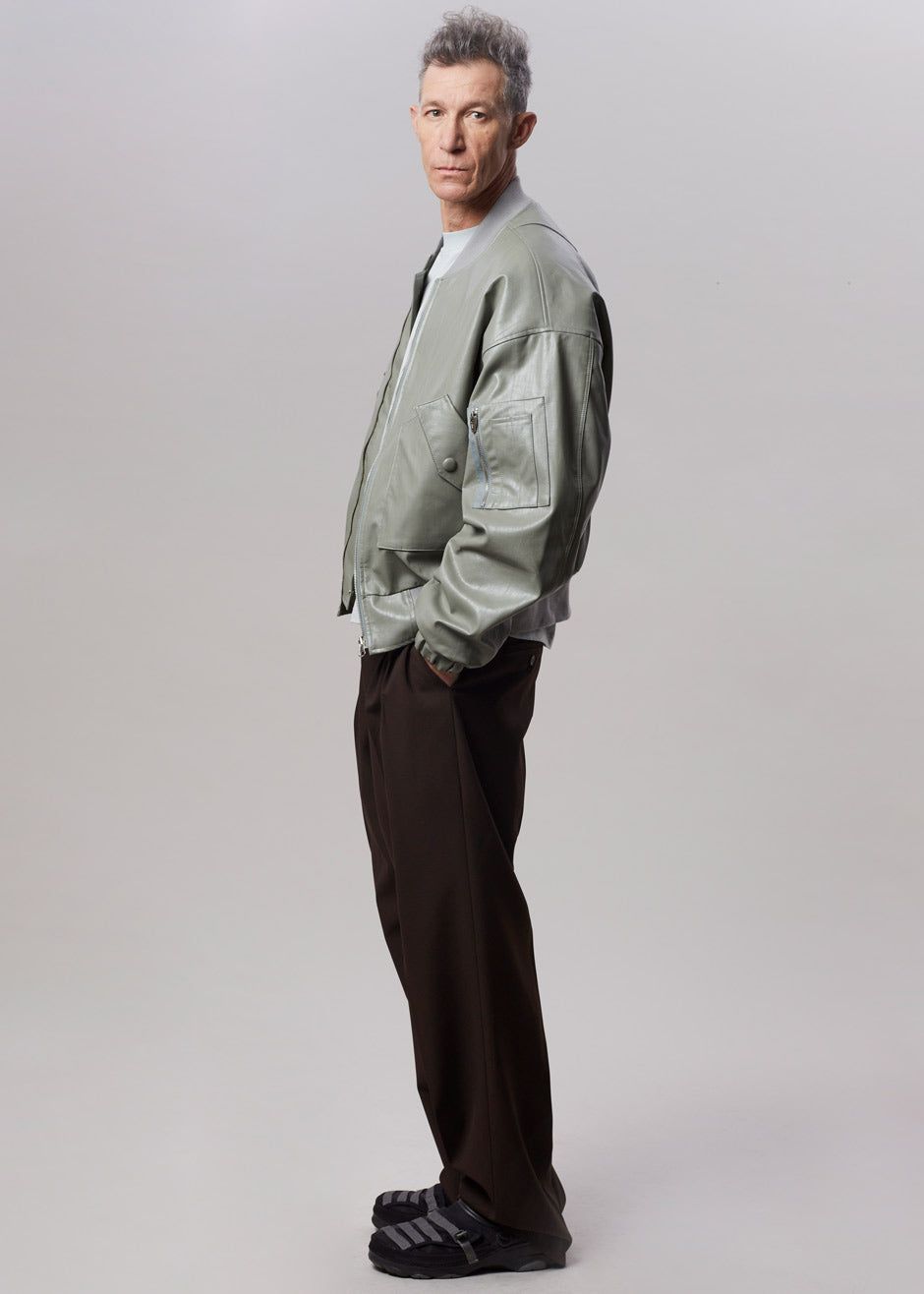 Hane Faux Leather Bomber - Eucalyptus sold by Frankie Shop product image thumbnail 5