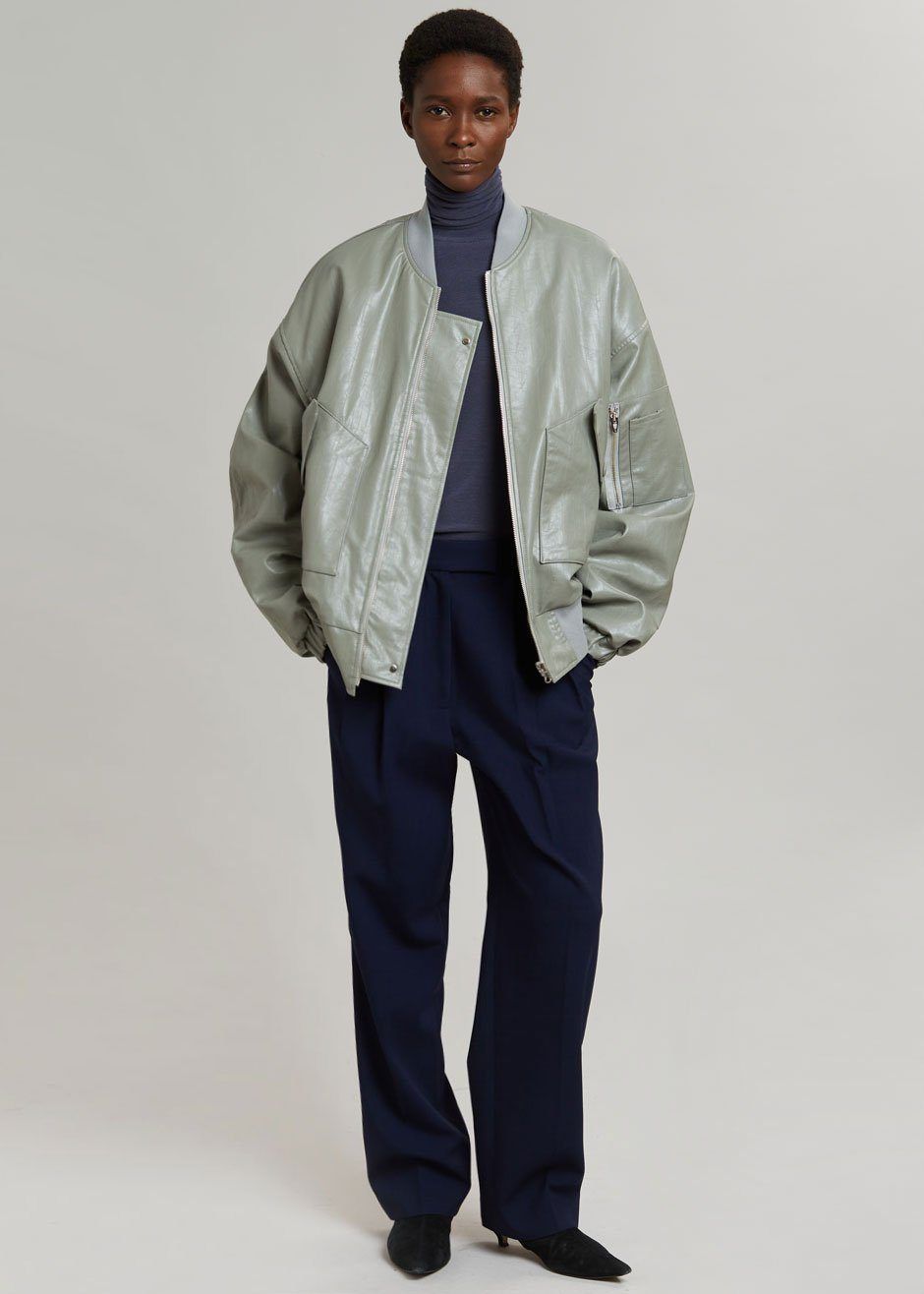 Hane Faux Leather Bomber - Eucalyptus sold by Frankie Shop product image thumbnail 2