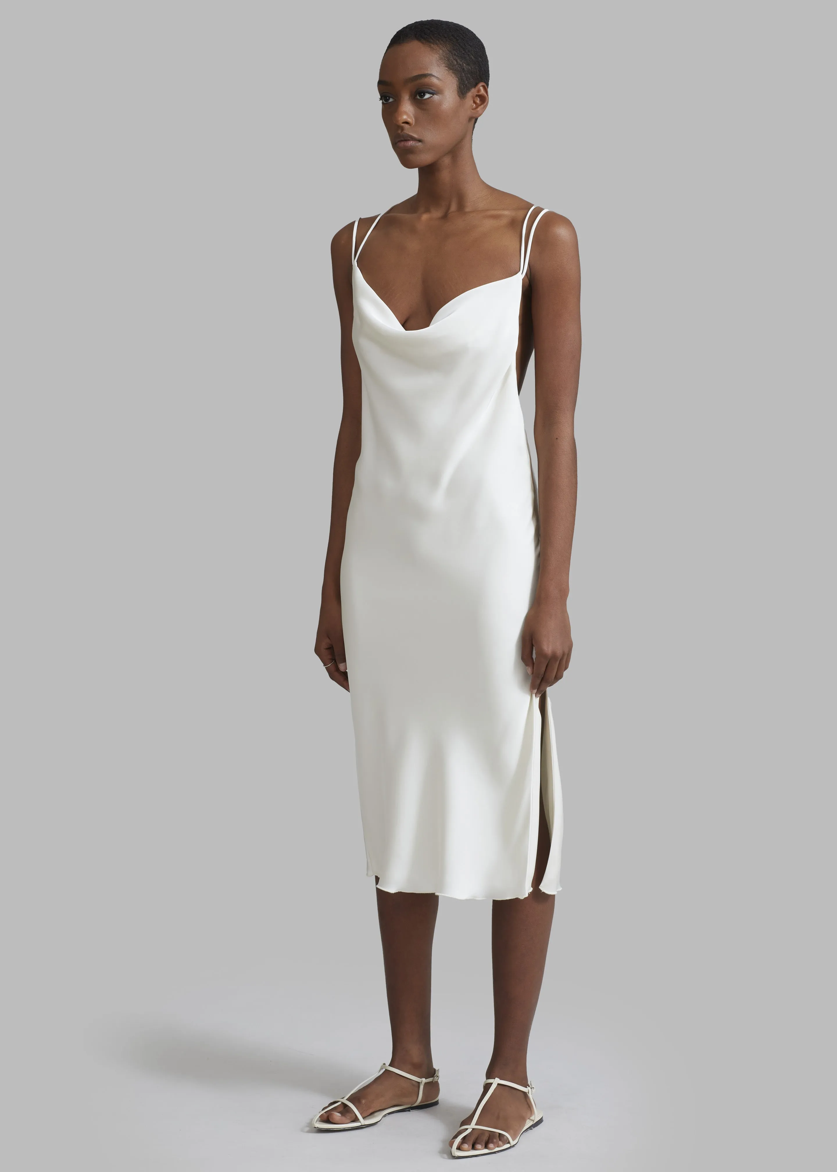 ROTATE Grace Sateen Midi Dress - Egret sold by Frankie Shop product image thumbnail 3