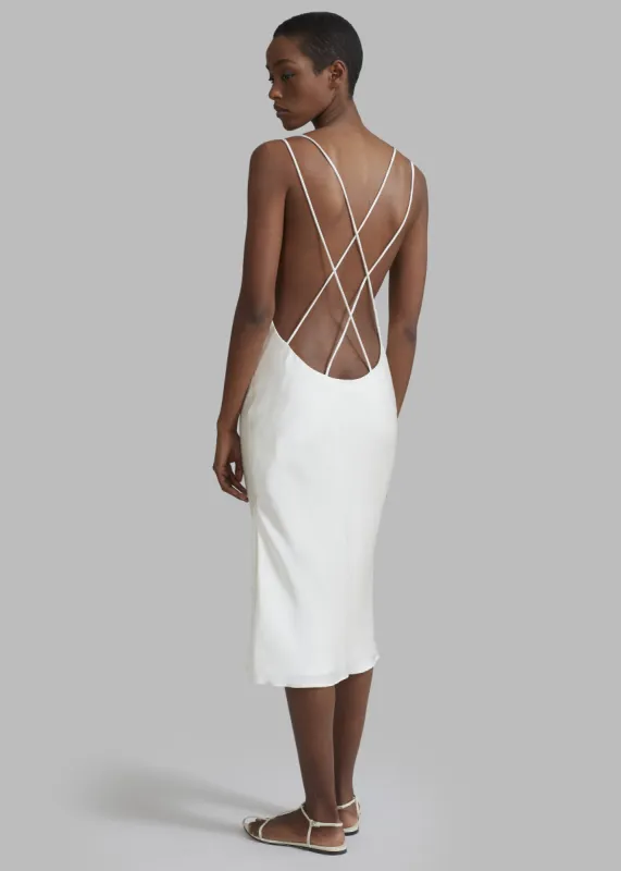ROTATE Grace Sateen Midi Dress - Egret made by Frankie Shop