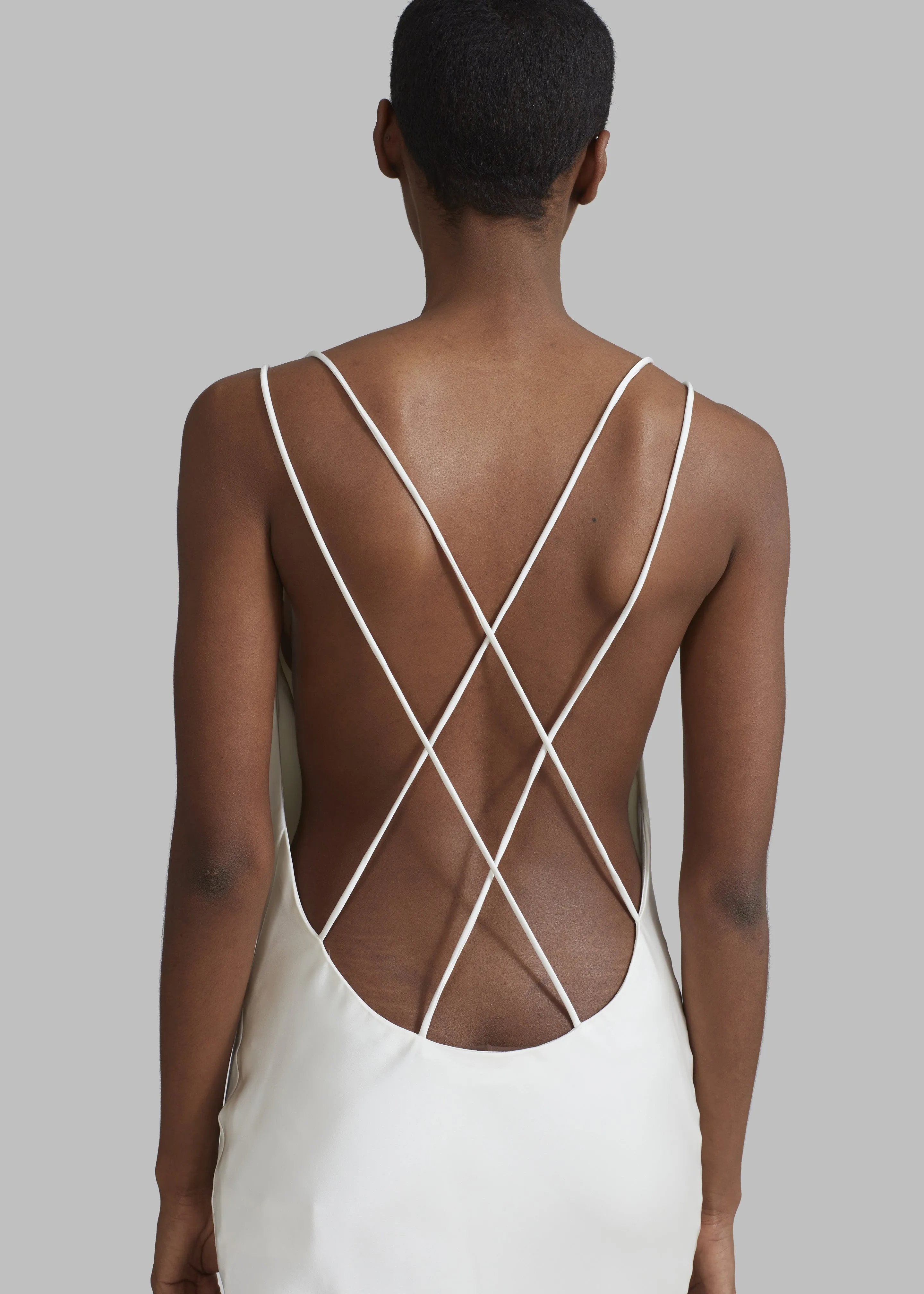 ROTATE Grace Sateen Midi Dress - Egret sold by Frankie Shop product image thumbnail 4