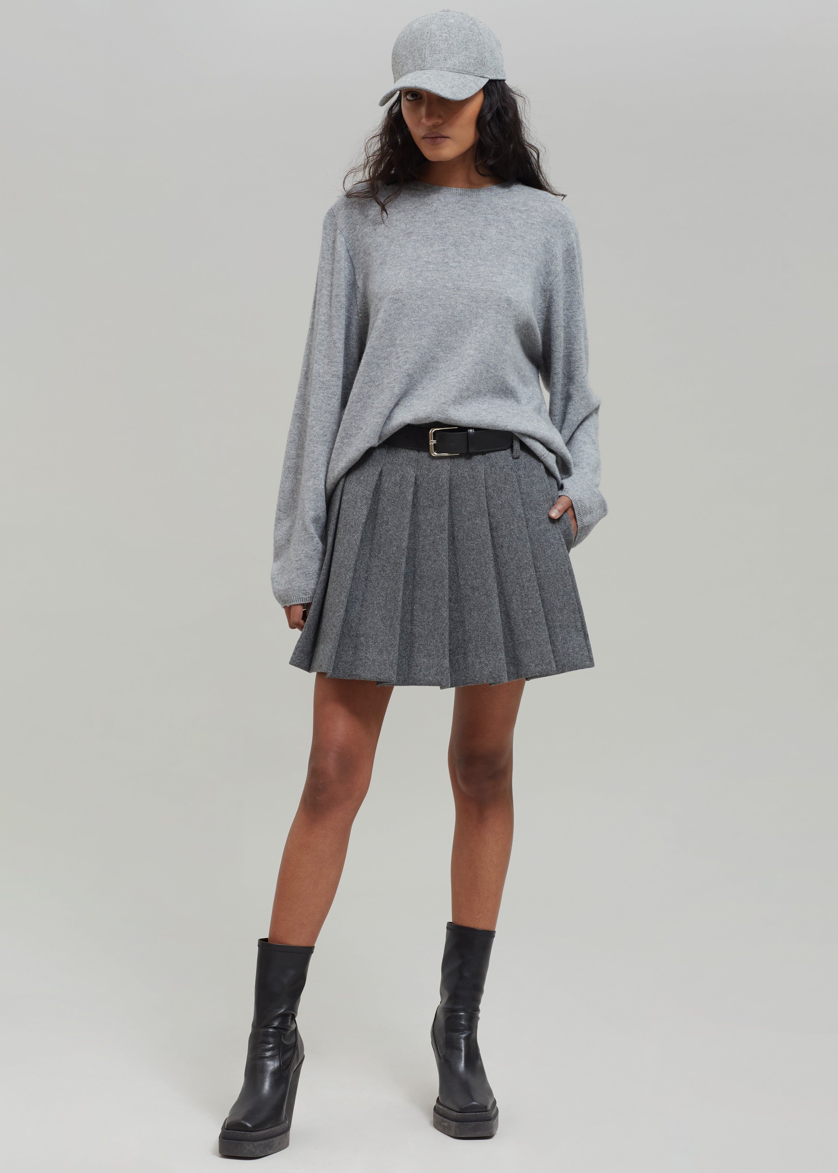 Tokyo Wool Pleated Skort - Grey sold by Frankie Shop