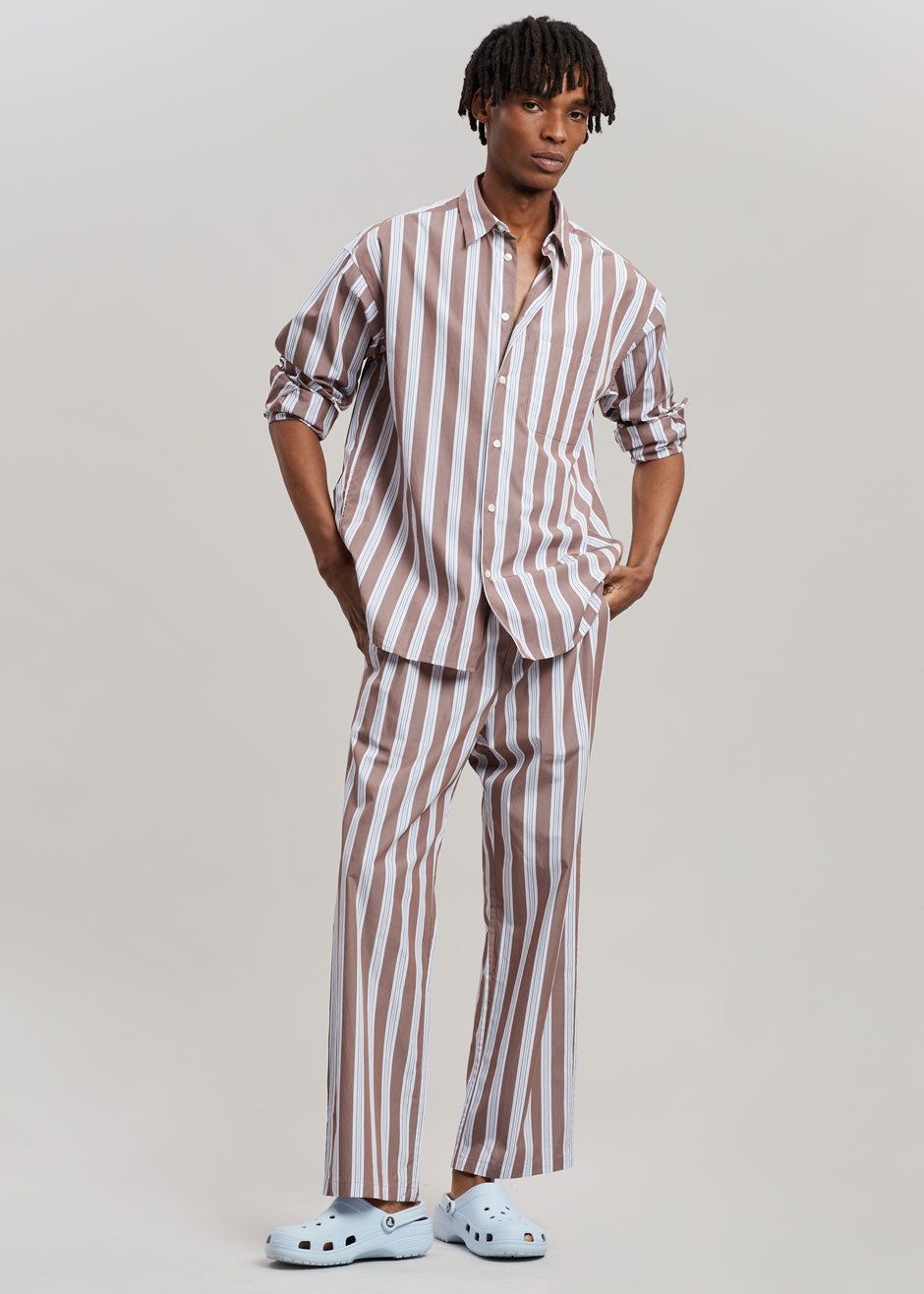 Samsøe & Samsøe Devon Trousers - Brown Stripe sold by Frankie Shop