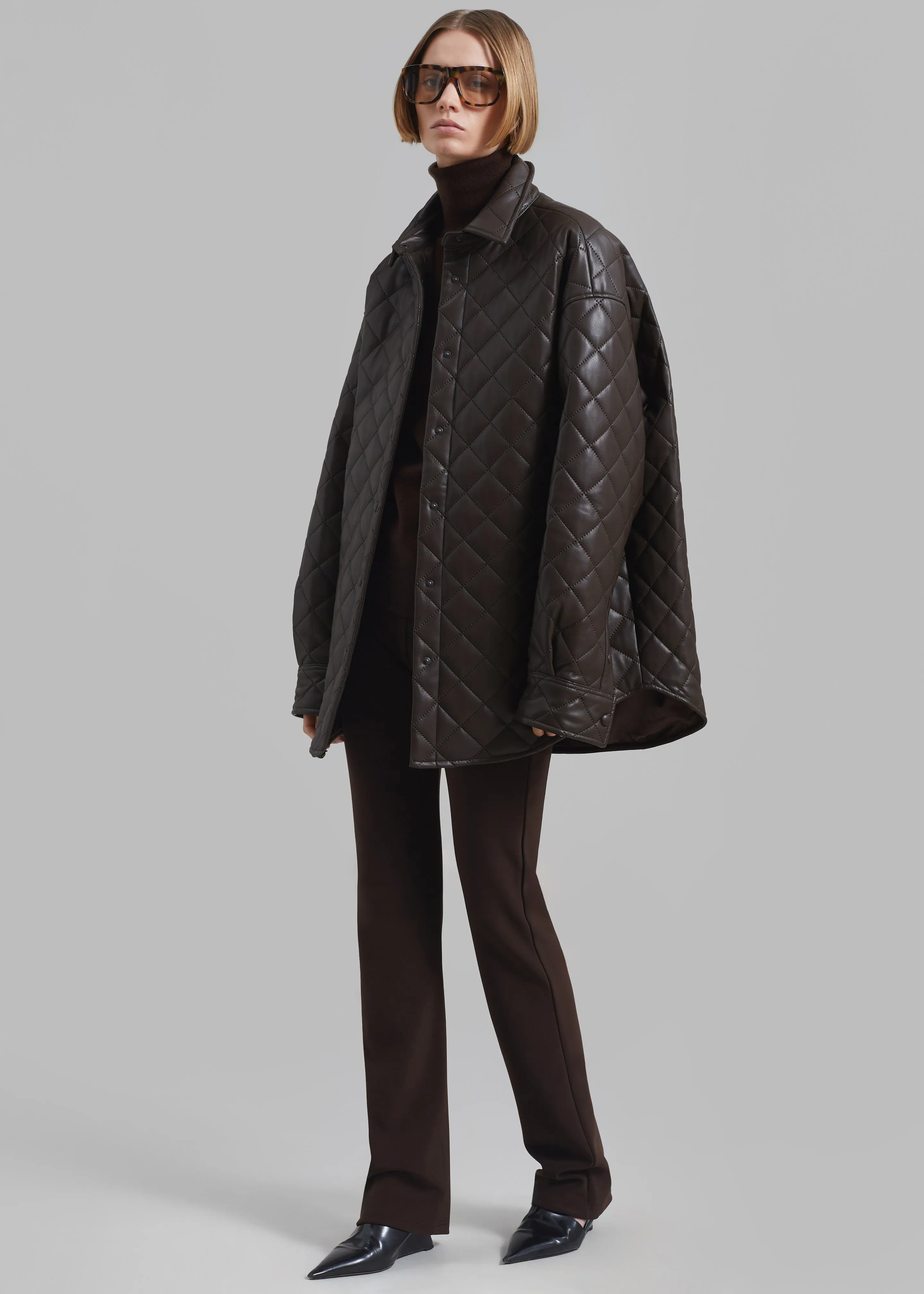 Zak Padded Quilted Shirt Jacket - Brown sold by Frankie Shop product image thumbnail 3