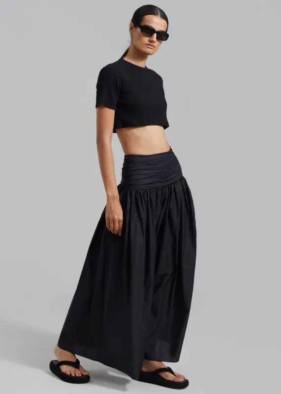 Matteau Ruched Maxi Skirt - Black sold by Frankie Shop