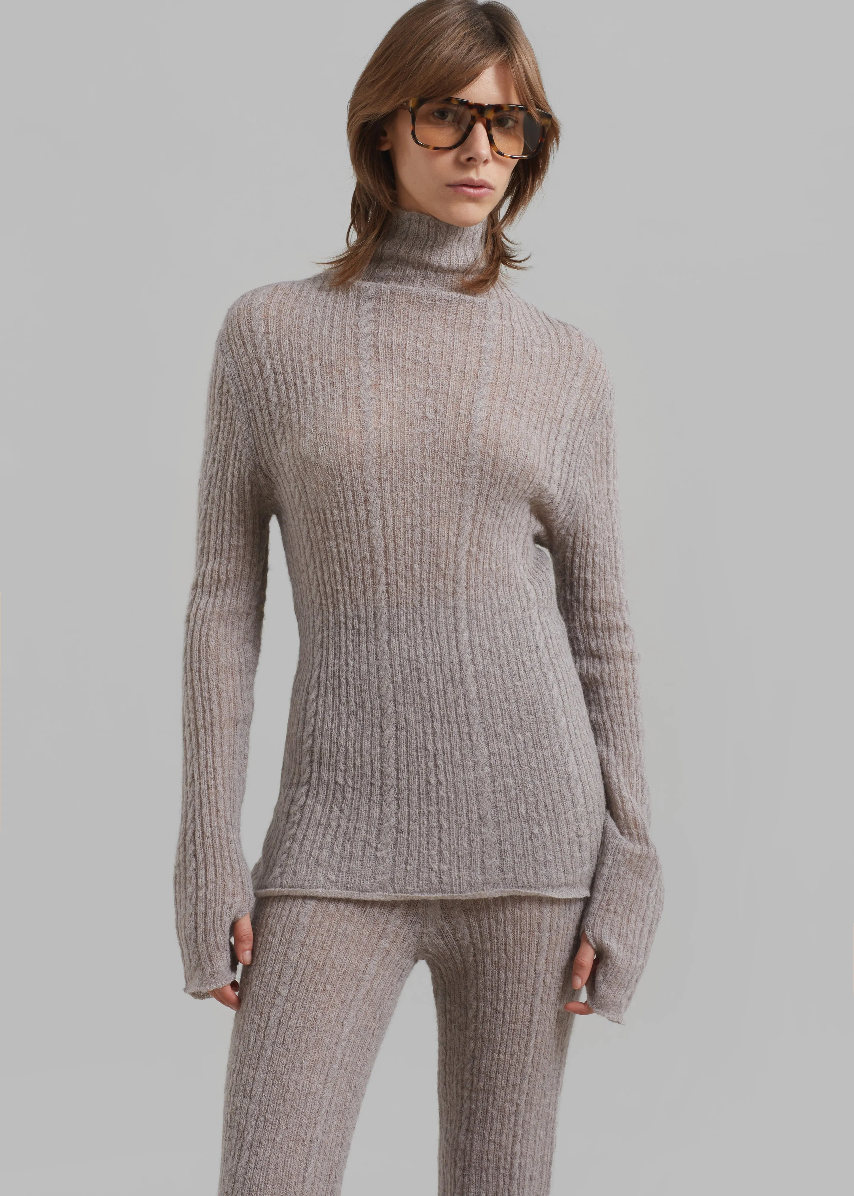 Amomento Sheer Turtleneck Pullover - Charcoal sold by Frankie Shop product image thumbnail 3