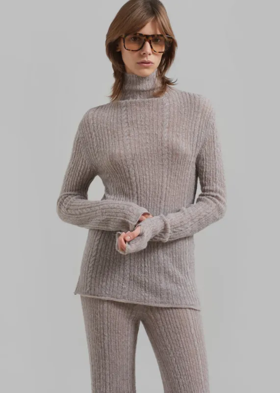 Amomento Sheer Turtleneck Pullover - Charcoal sold by Frankie Shop