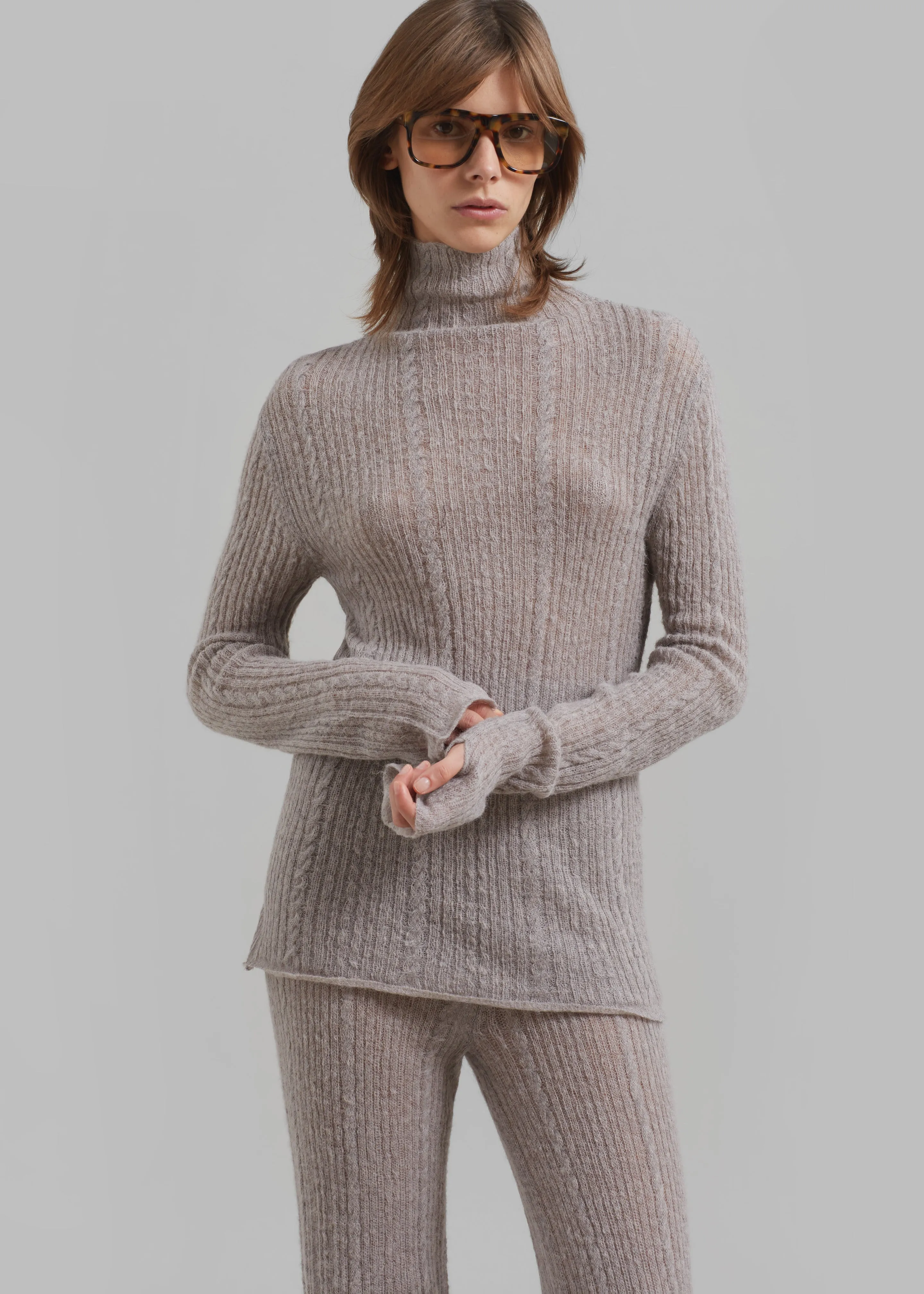 Amomento Sheer Turtleneck Pullover - Charcoal sold by Frankie Shop