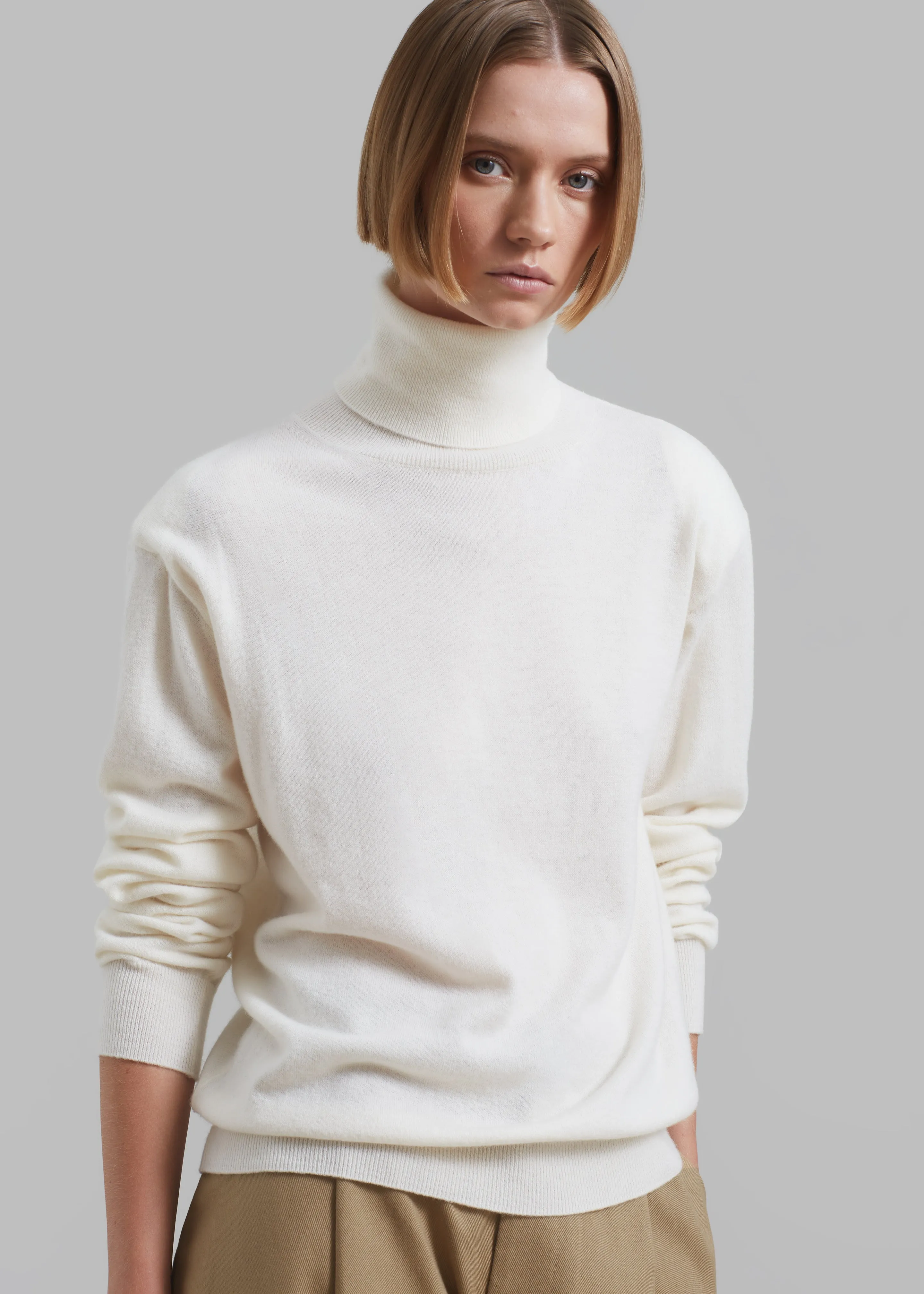 Ines Thin Padded Turtleneck - Ivory sold by Frankie Shop