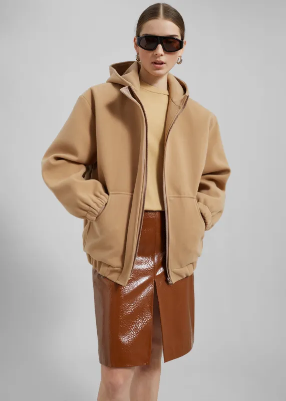 Britt Crackled Faux Leather Midi Skirt - Camel sold by Frankie Shop