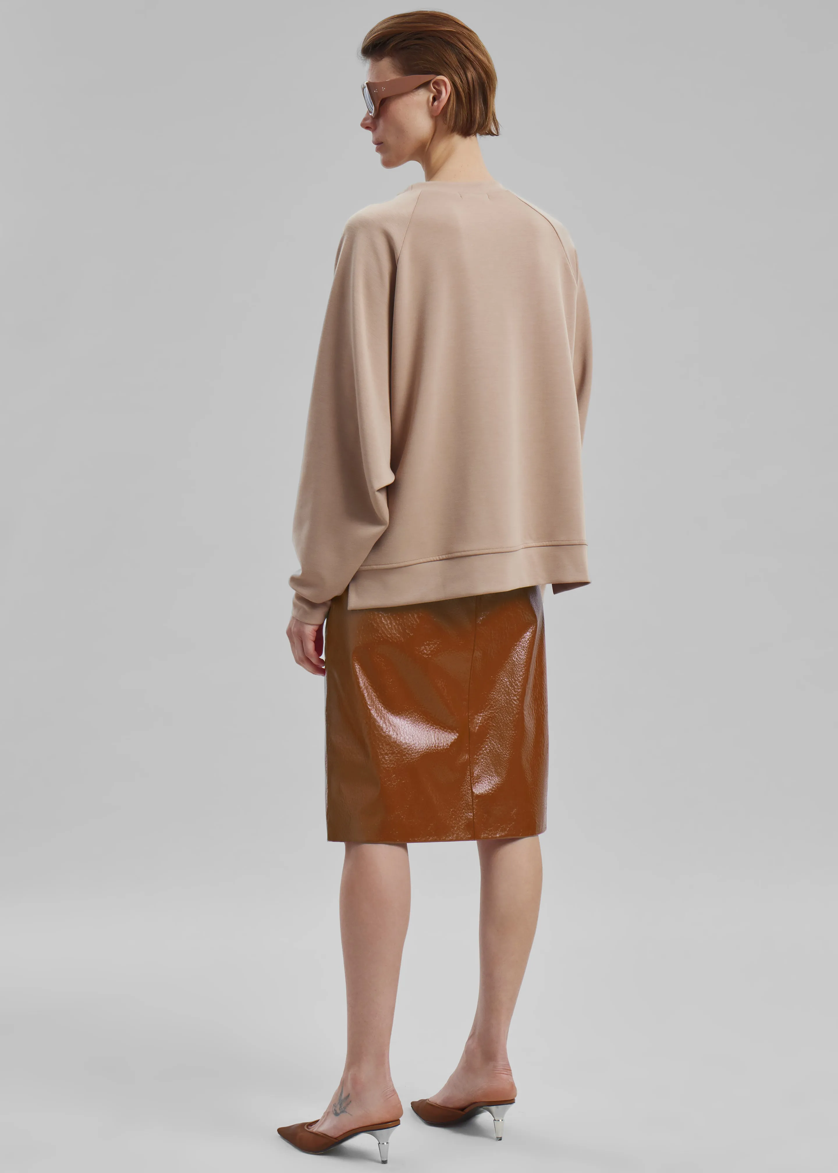 Britt Crackled Faux Leather Midi Skirt - Camel sold by Frankie Shop product image thumbnail 5