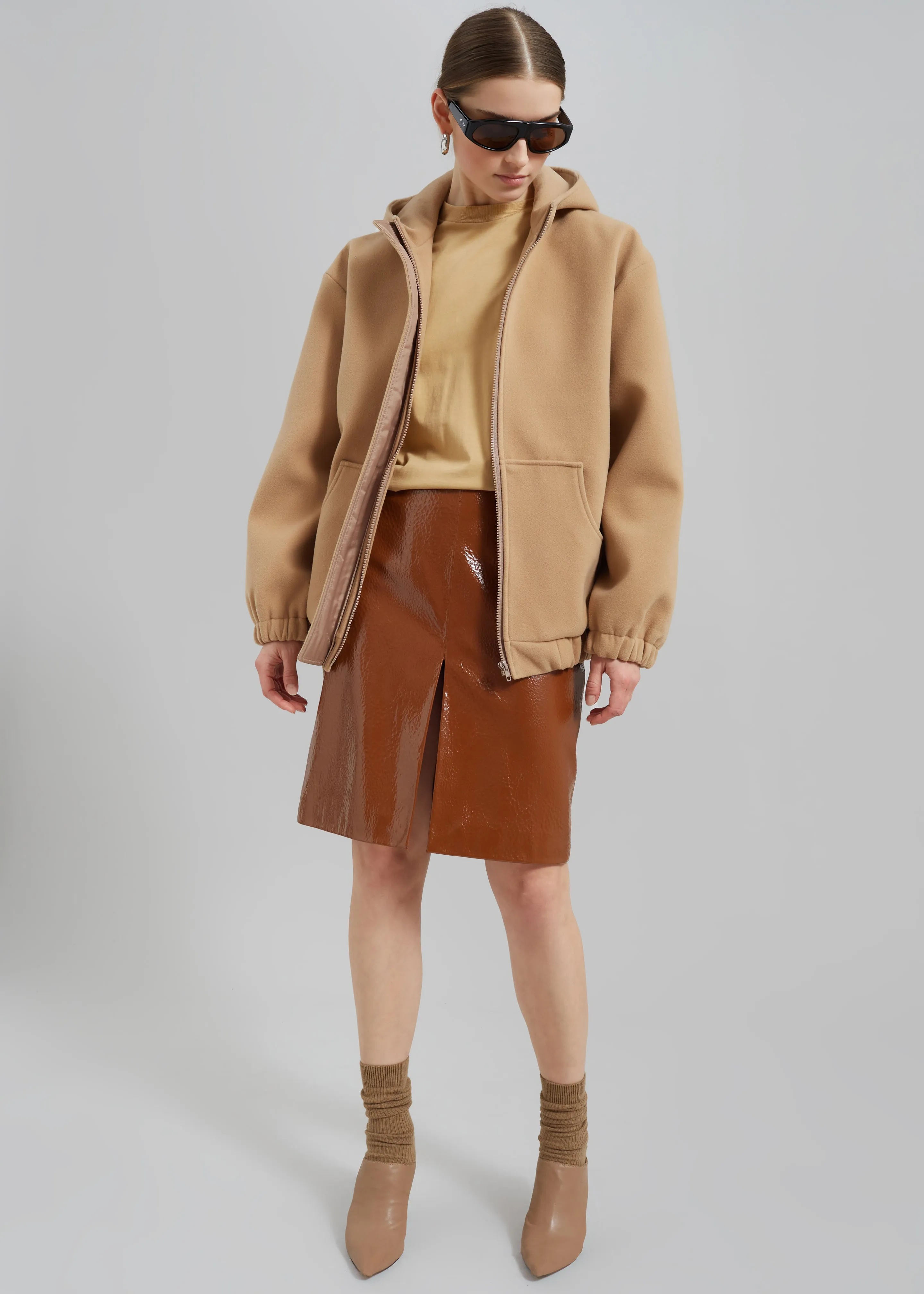 Britt Crackled Faux Leather Midi Skirt - Camel sold by Frankie Shop product image thumbnail 2