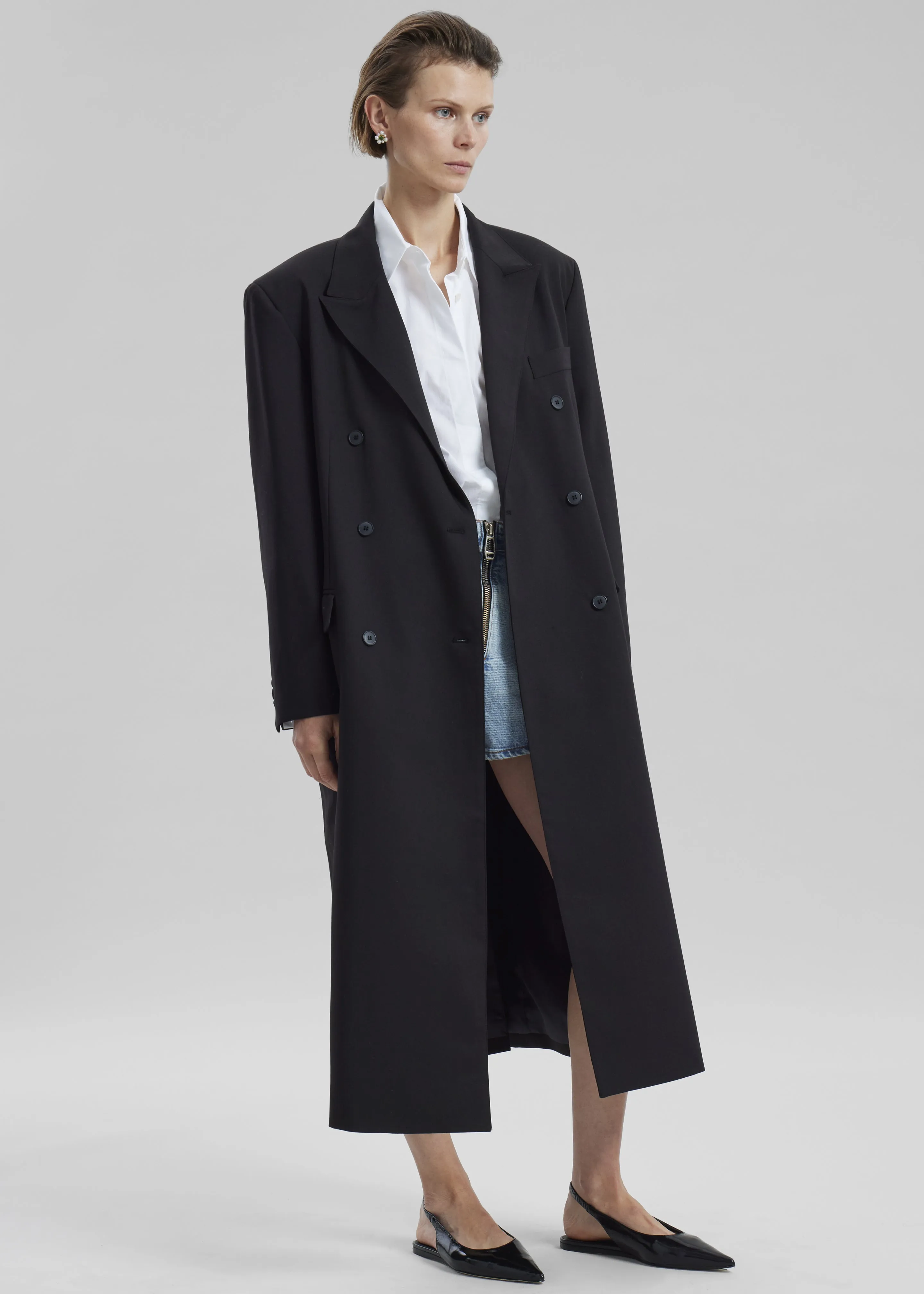 Dex Double Breasted Coat - Black | Parallel