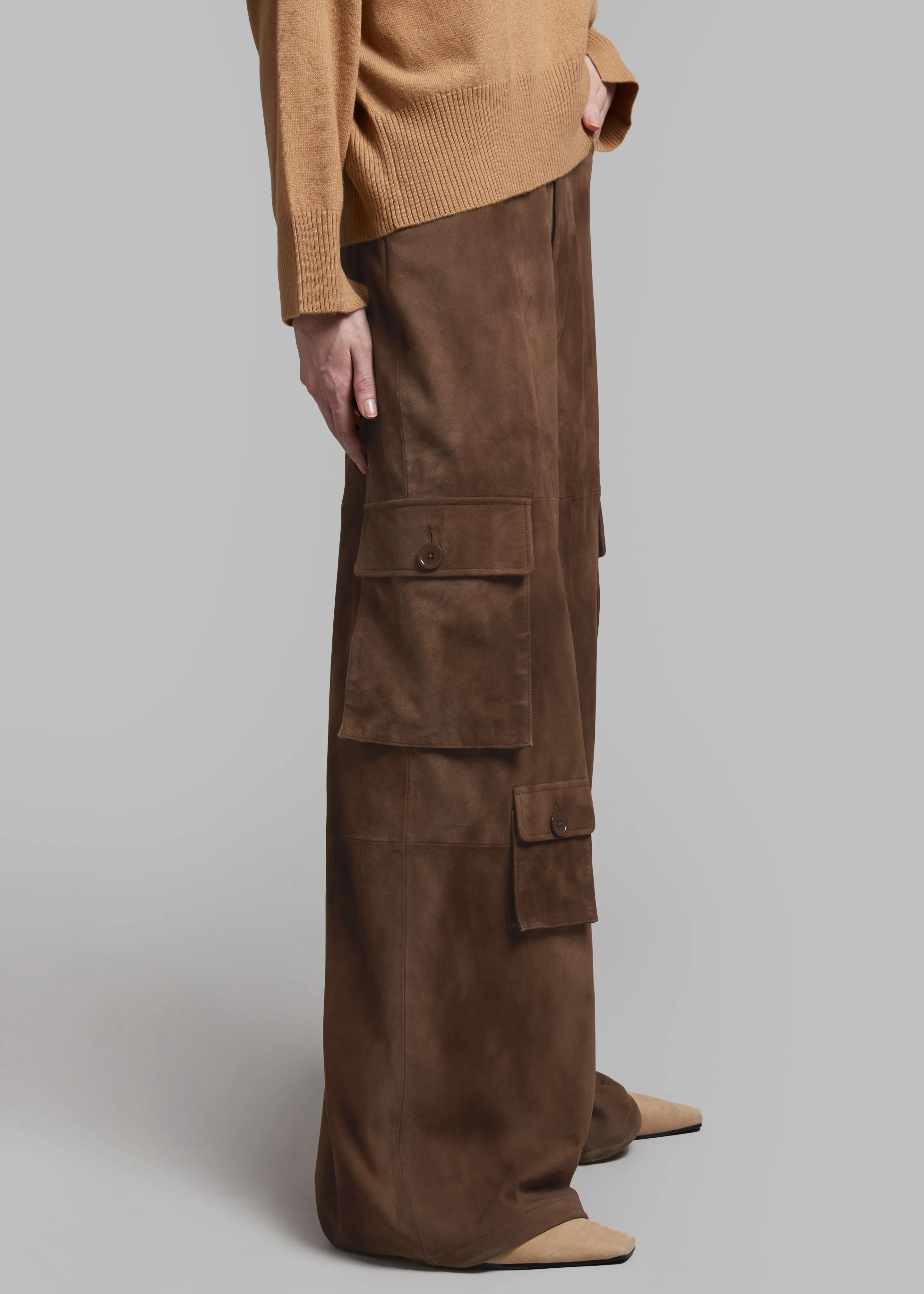 Hailey Suede Oversized Cargo Pants - Brown sold by Frankie Shop product image thumbnail 4