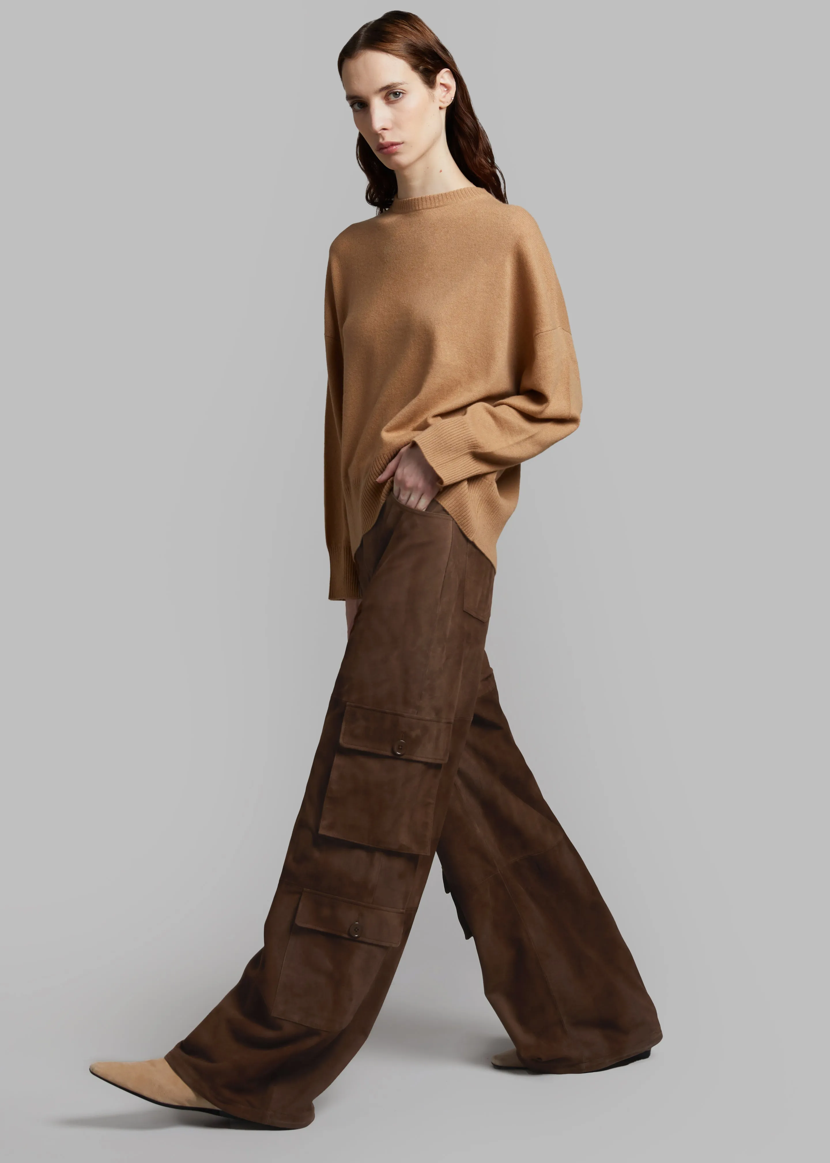 Hailey Suede Oversized Cargo Pants - Brown sold by Frankie Shop product image thumbnail 5