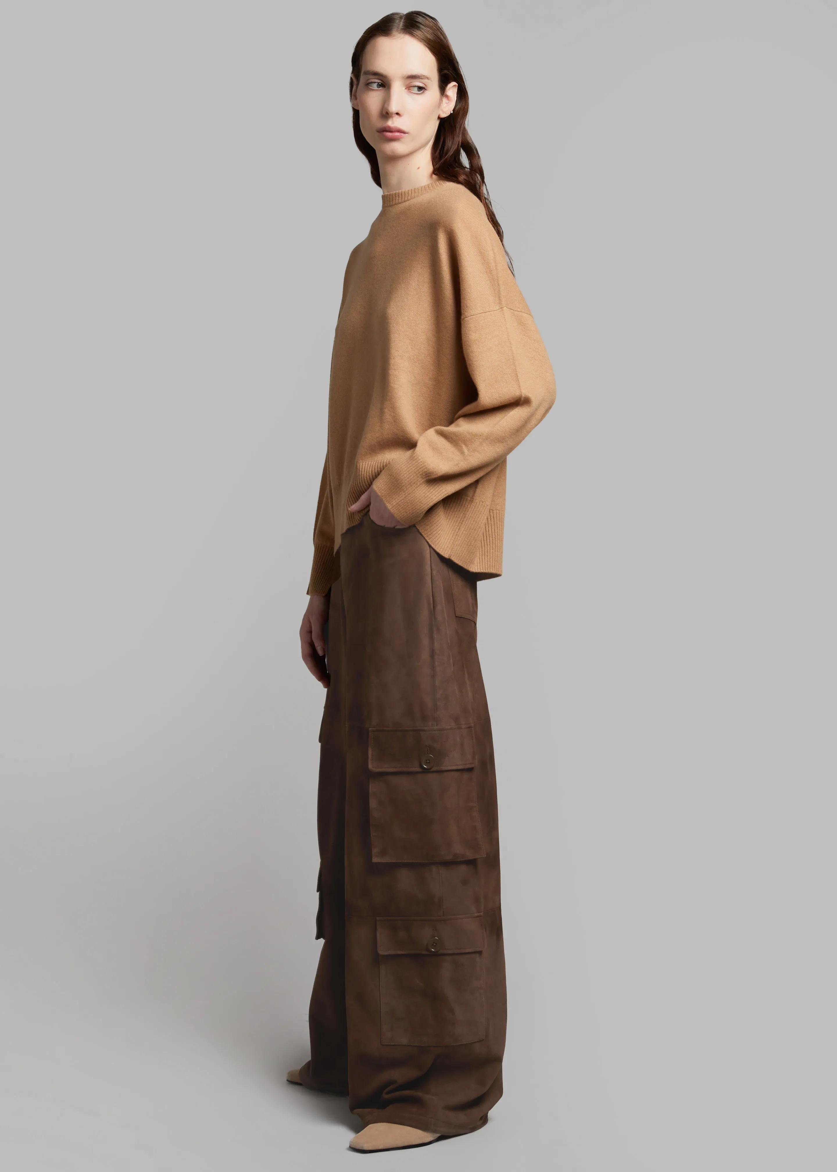 Hailey Suede Oversized Cargo Pants - Brown sold by Frankie Shop product image thumbnail 2