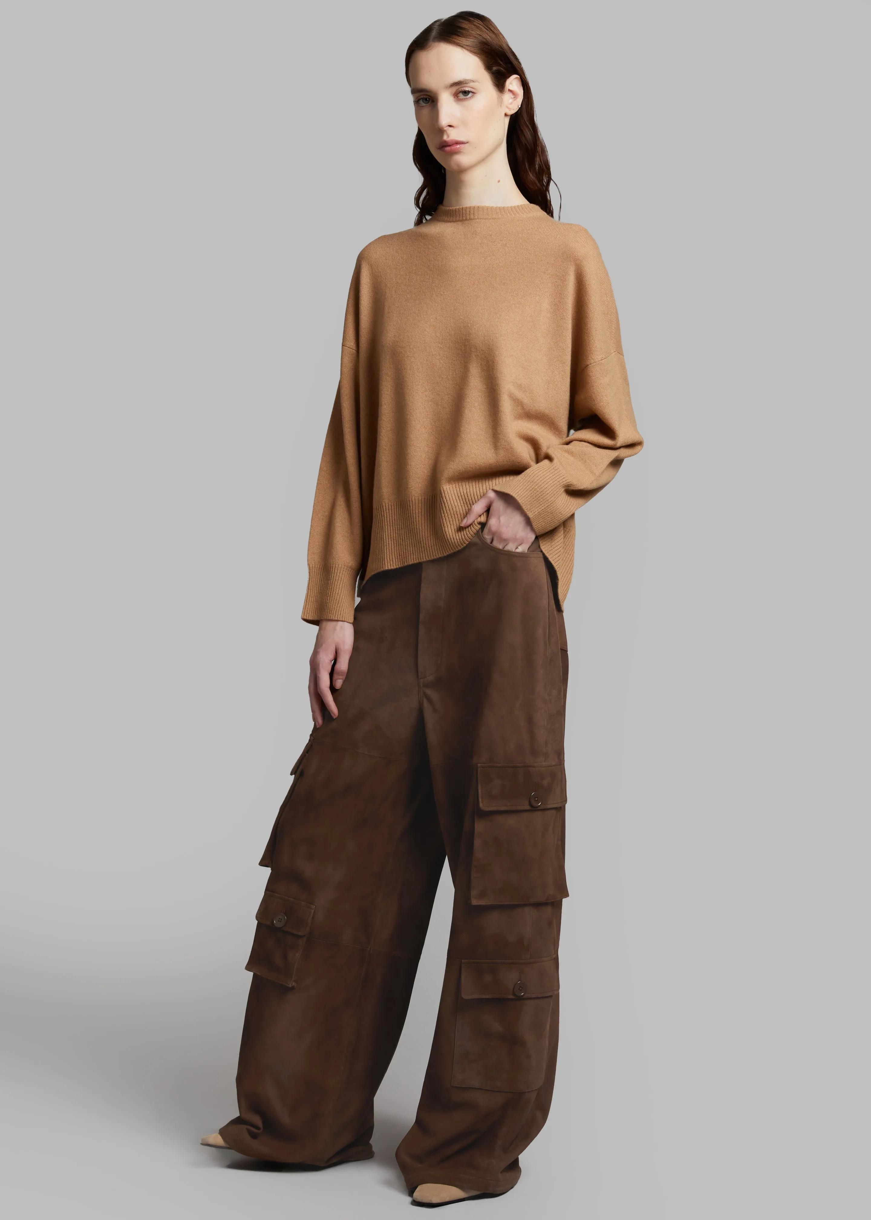 Hailey Suede Oversized Cargo Pants - Brown sold by Frankie Shop product image thumbnail 3