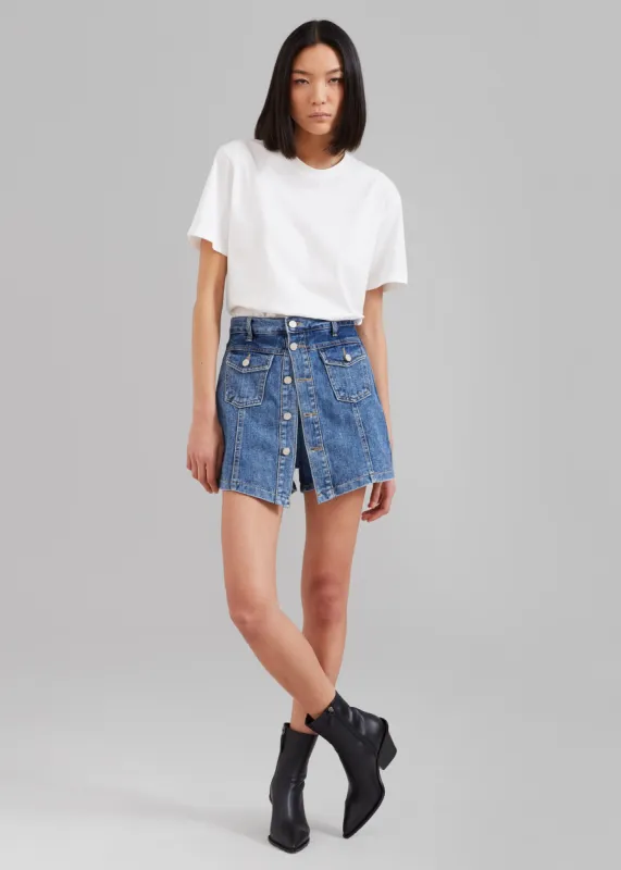 Blades Denim Skort - Medium Wash made by Frankie Shop