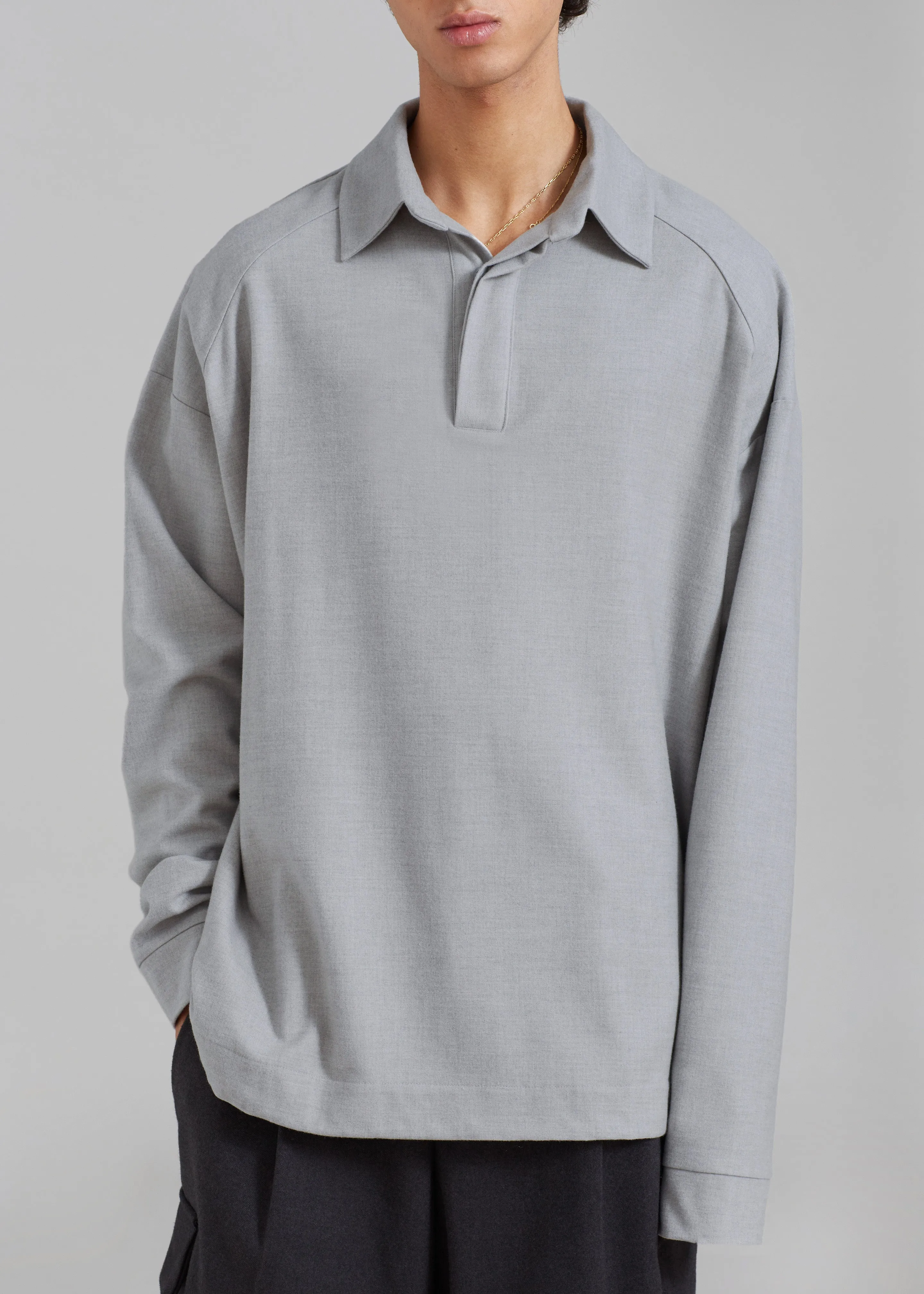Dennis Drawstring Polo - Light Grey sold by Frankie Shop product image thumbnail 3