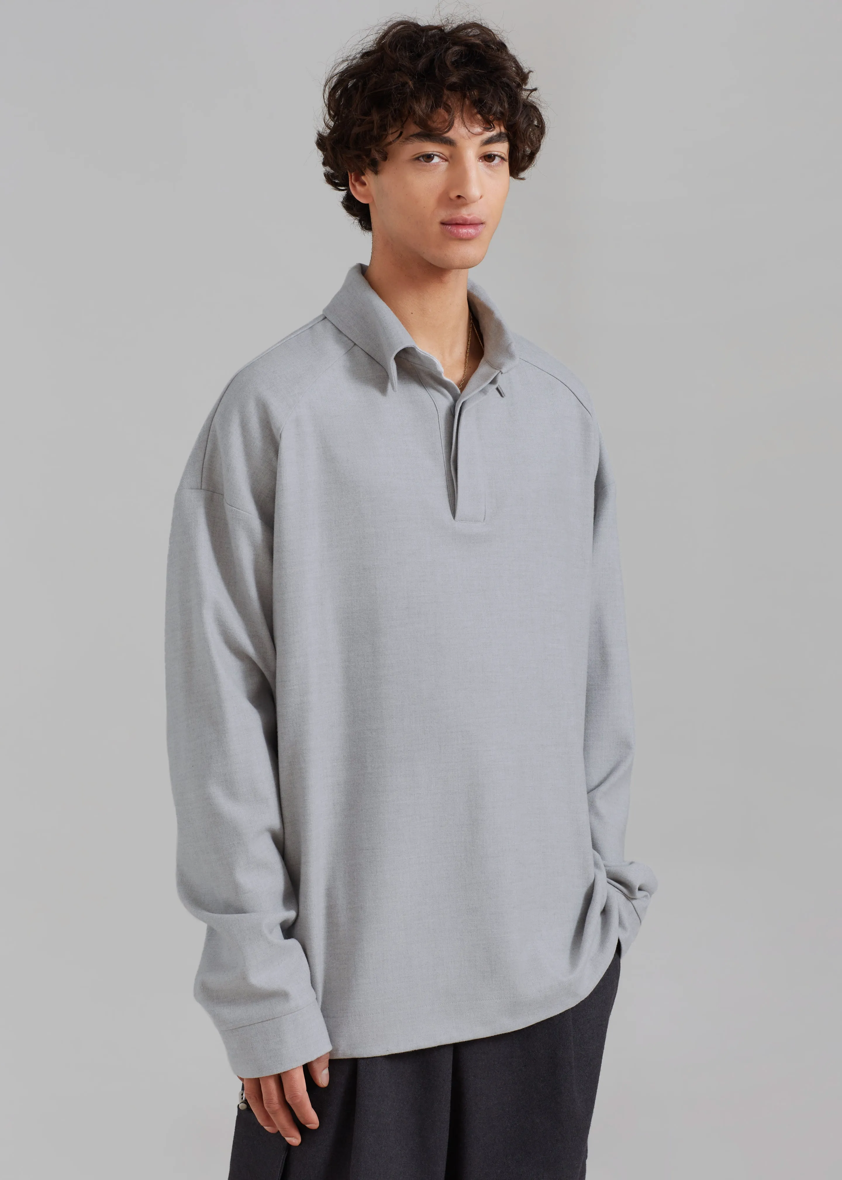 Dennis Drawstring Polo - Light Grey sold by Frankie Shop