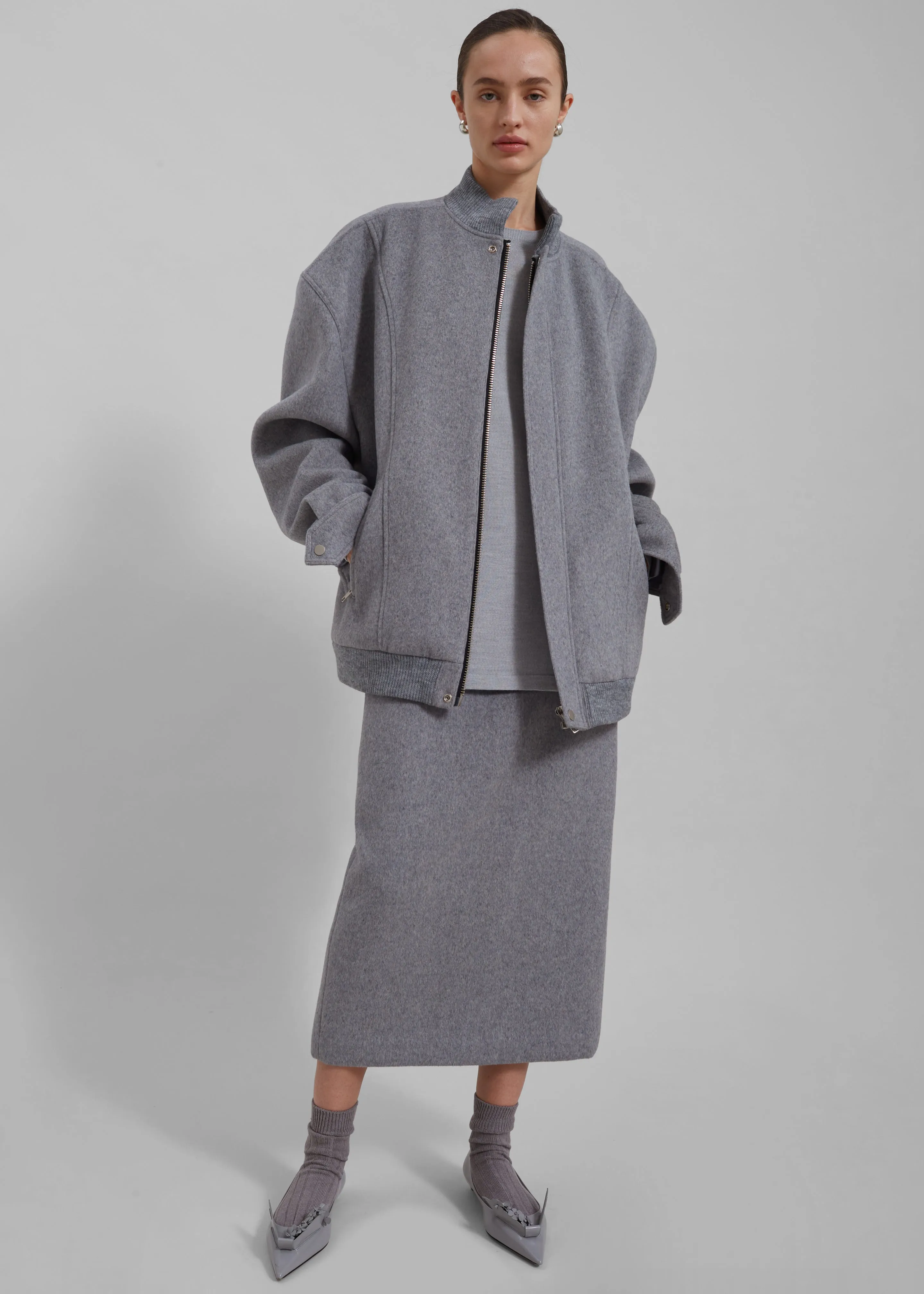 Arley Oversized Bomber - Light Grey sold by Frankie Shop product image thumbnail 2