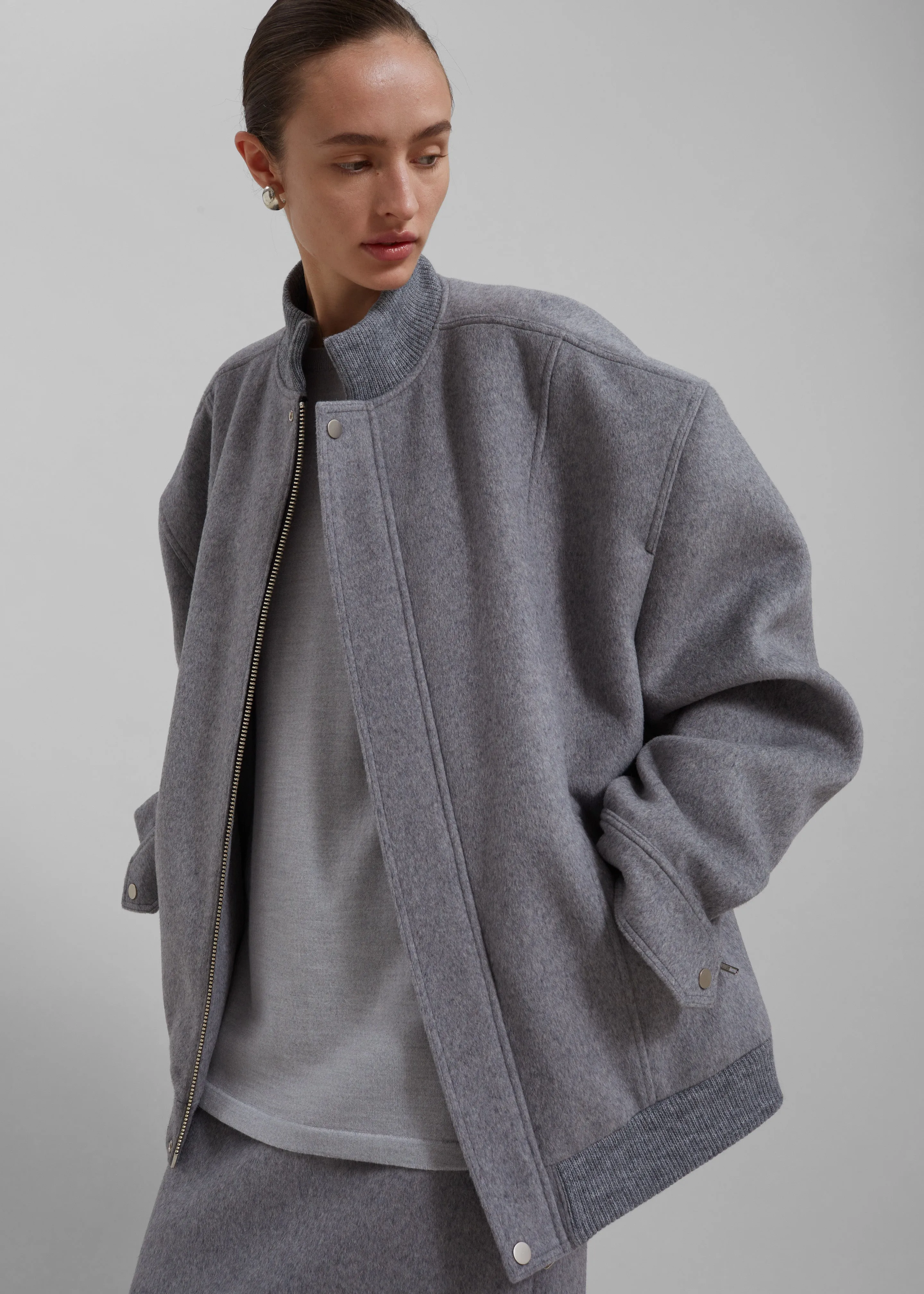 Arley Oversized Bomber - Light Grey sold by Frankie Shop