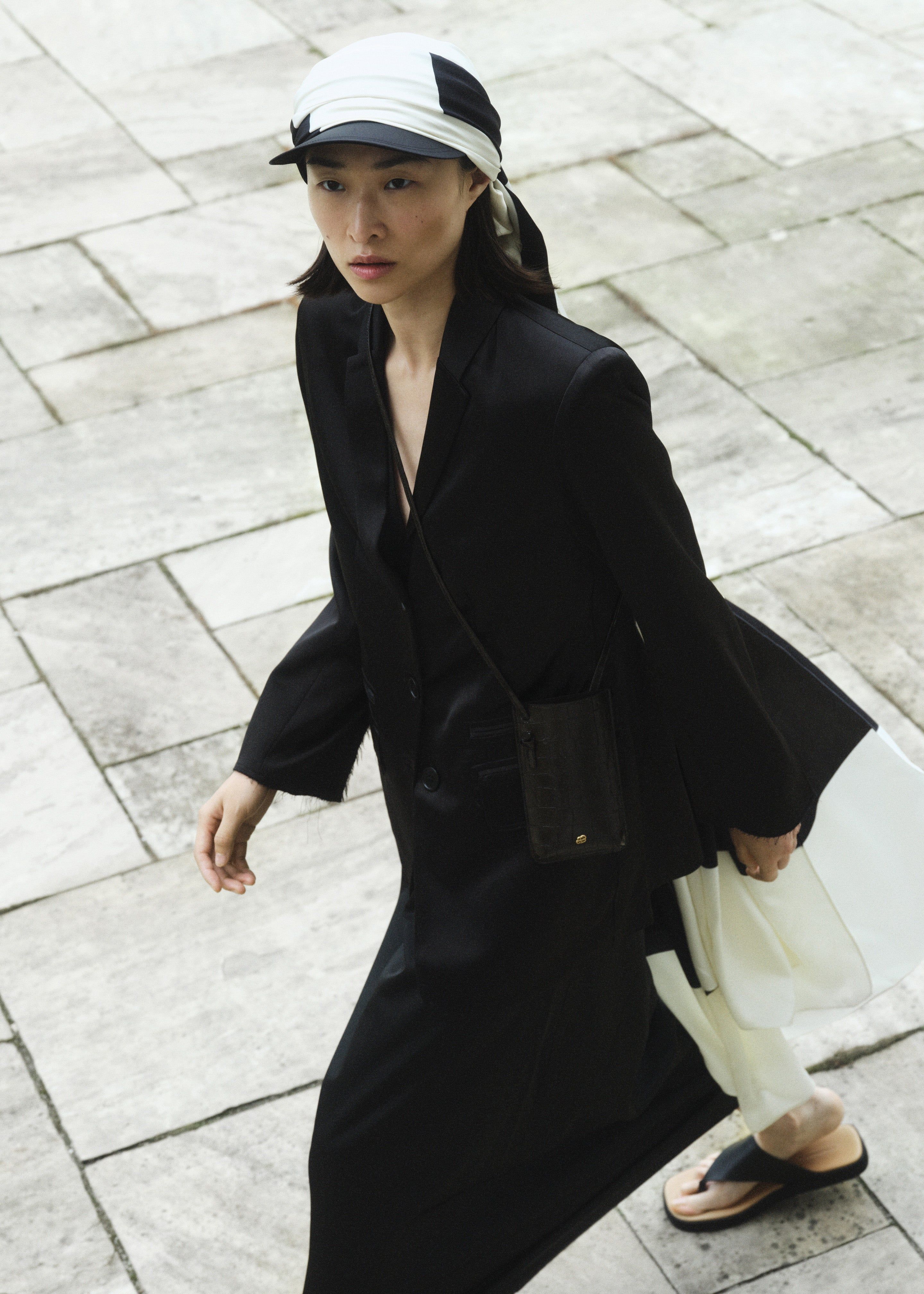 By Malene Birger Aubrielle Silk Hat - Black Stripe sold by Frankie Shop product image thumbnail 4