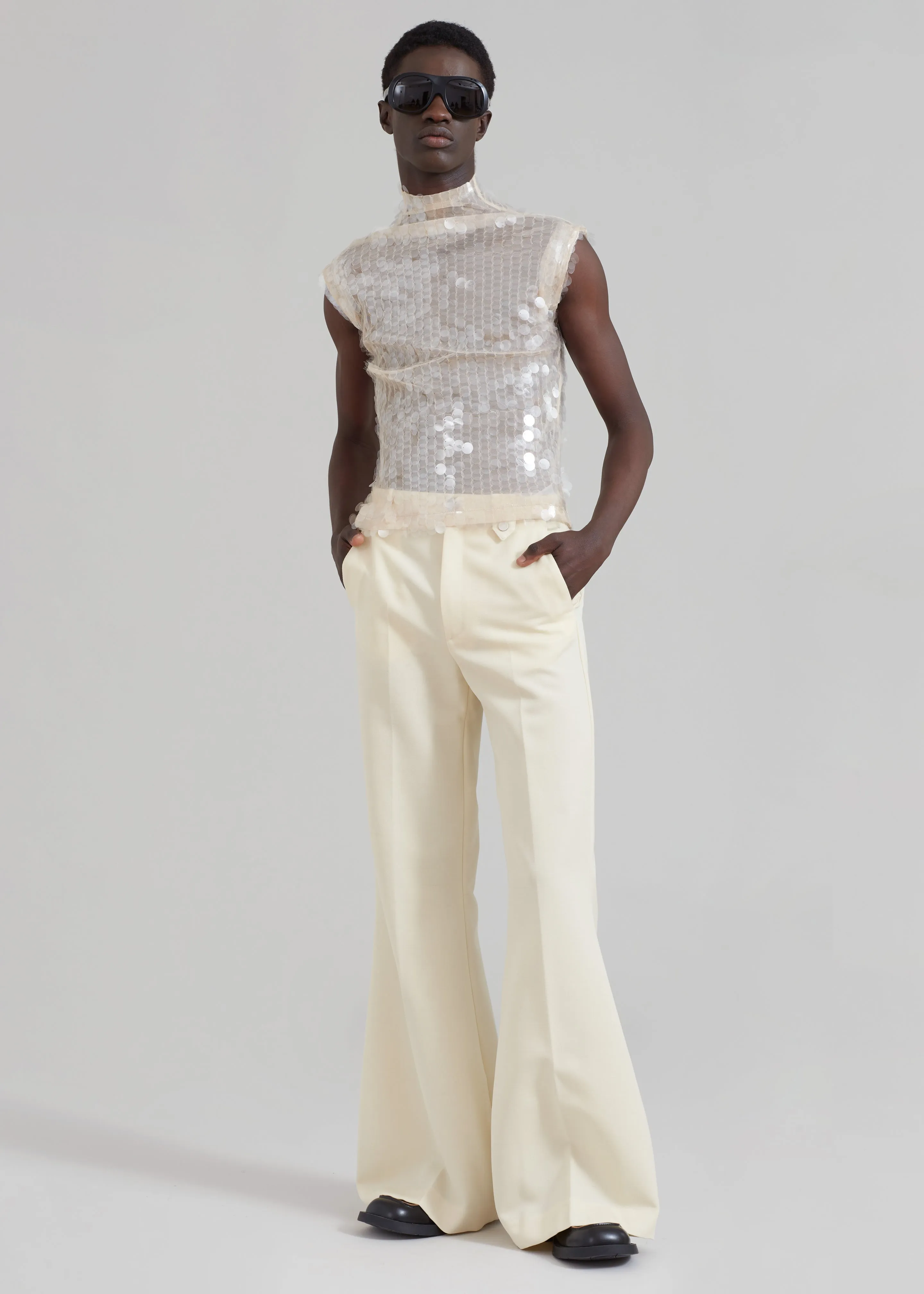 EGONLab Mega Flared Pants - Light Beige Wool sold by Frankie Shop product image thumbnail 3