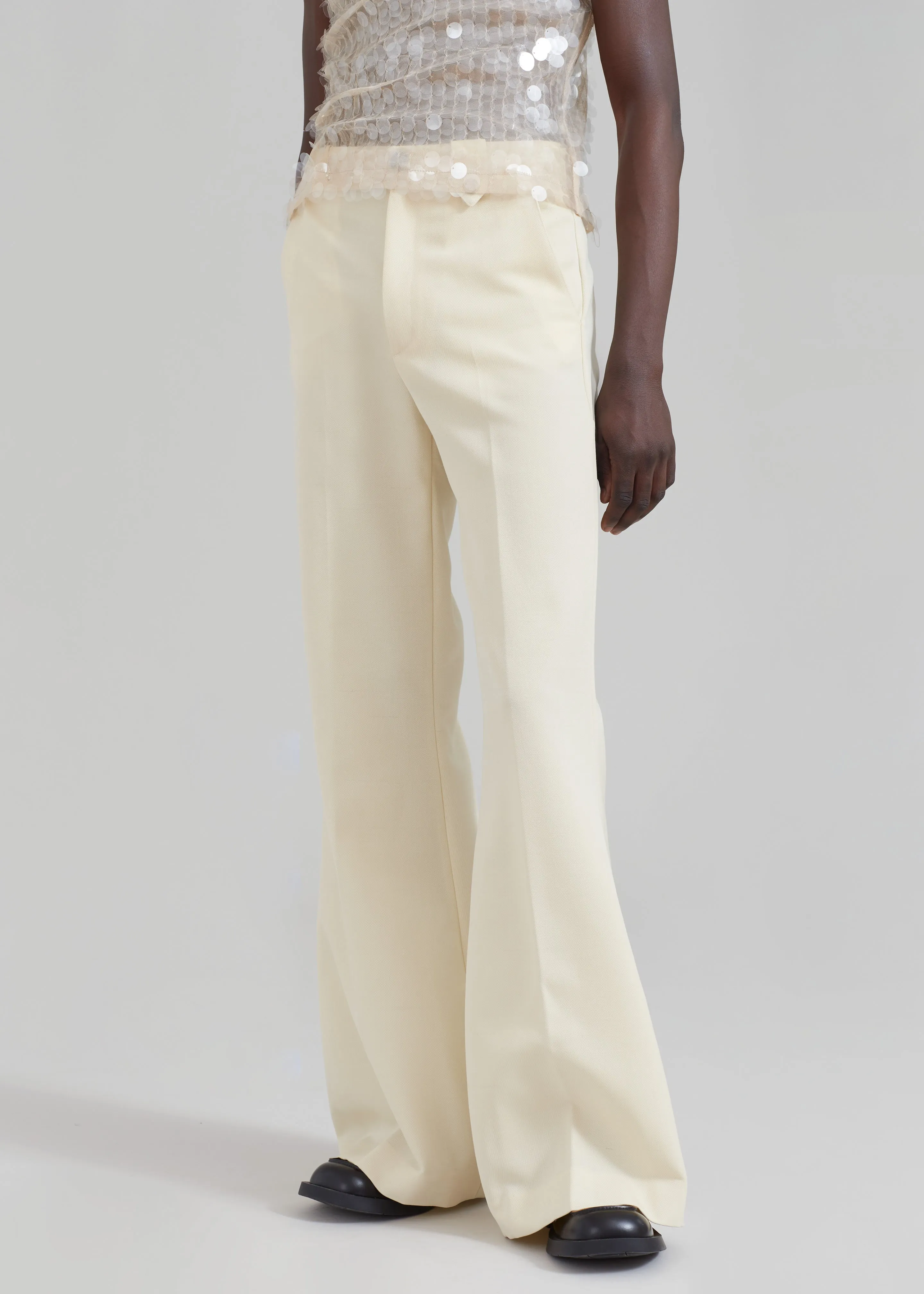 EGONLab Mega Flared Pants - Light Beige Wool sold by Frankie Shop product image thumbnail 5