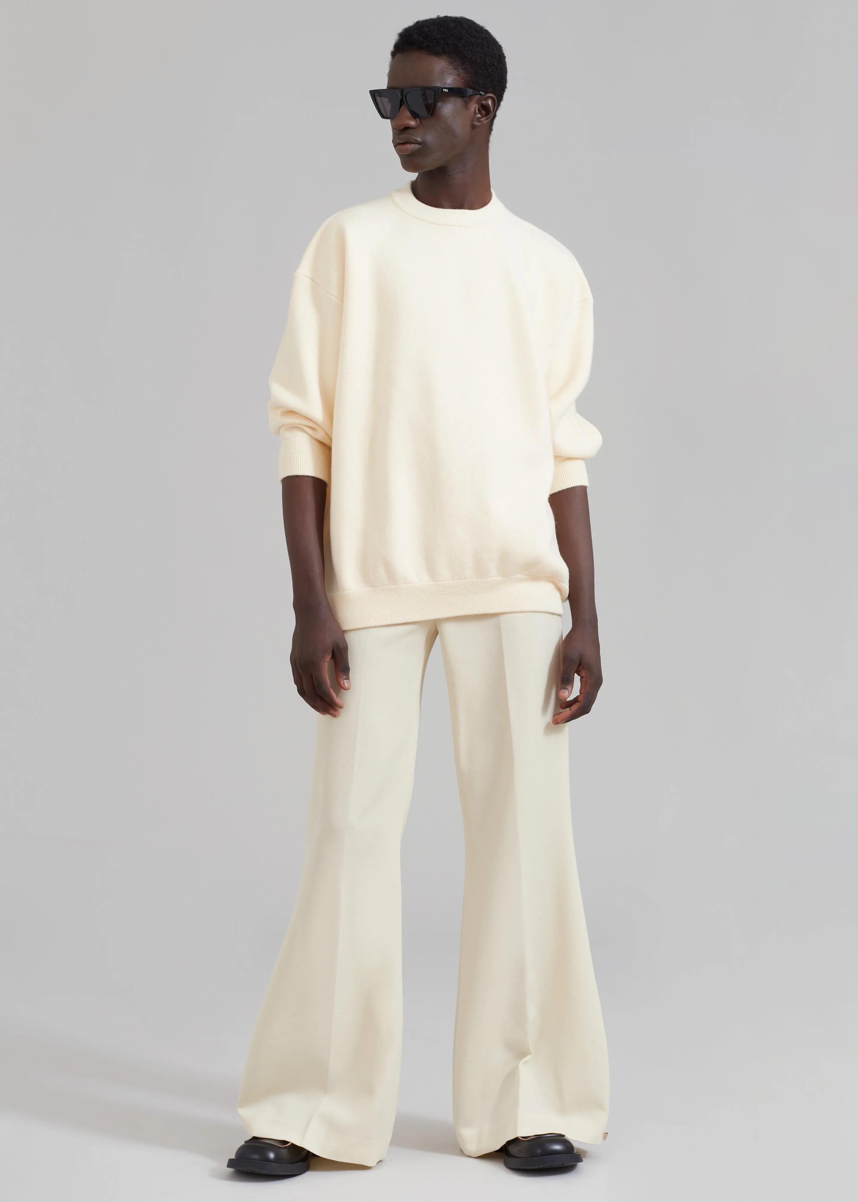 EGONLab Mega Flared Pants - Light Beige Wool sold by Frankie Shop