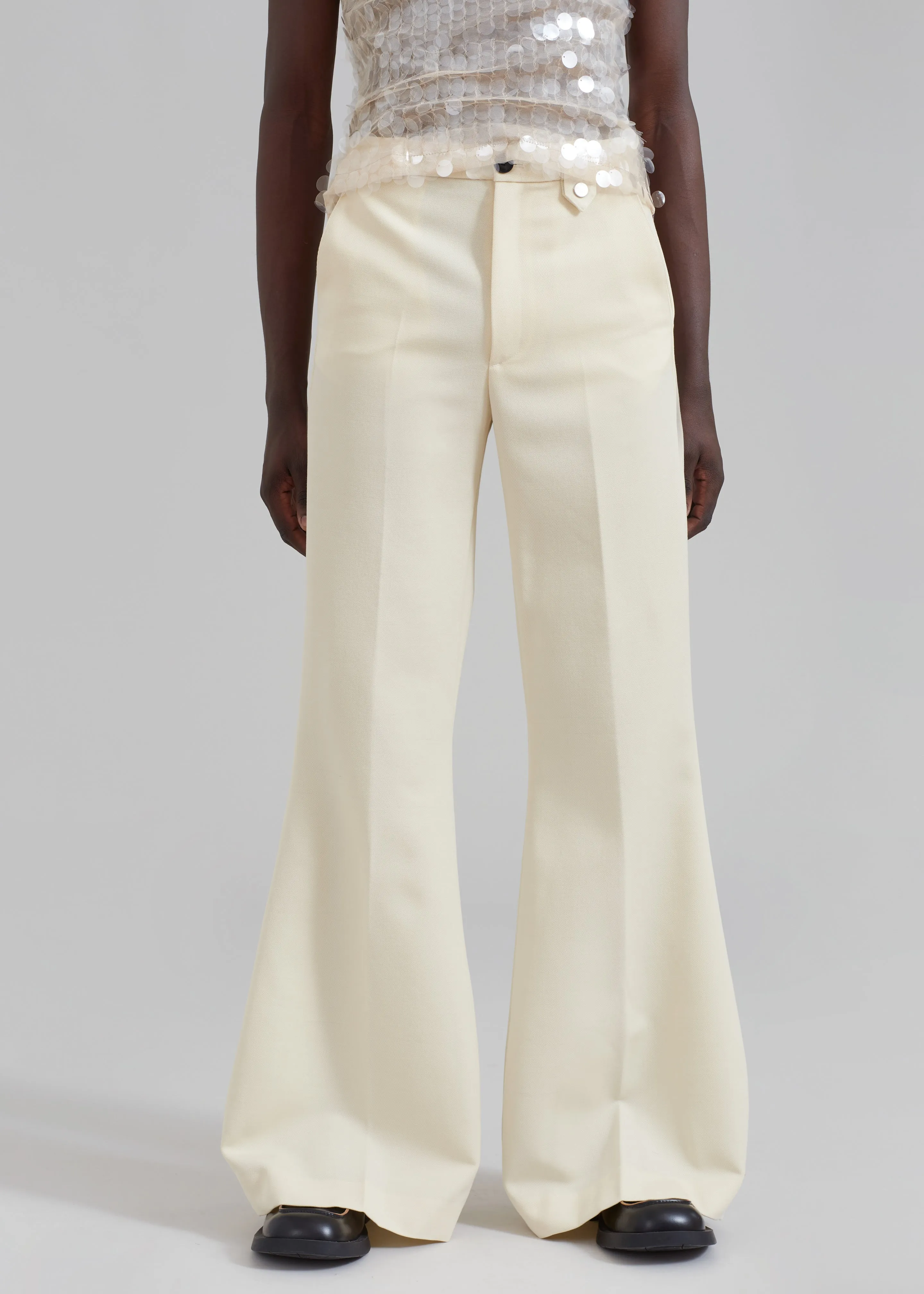 EGONLab Mega Flared Pants - Light Beige Wool sold by Frankie Shop product image thumbnail 2