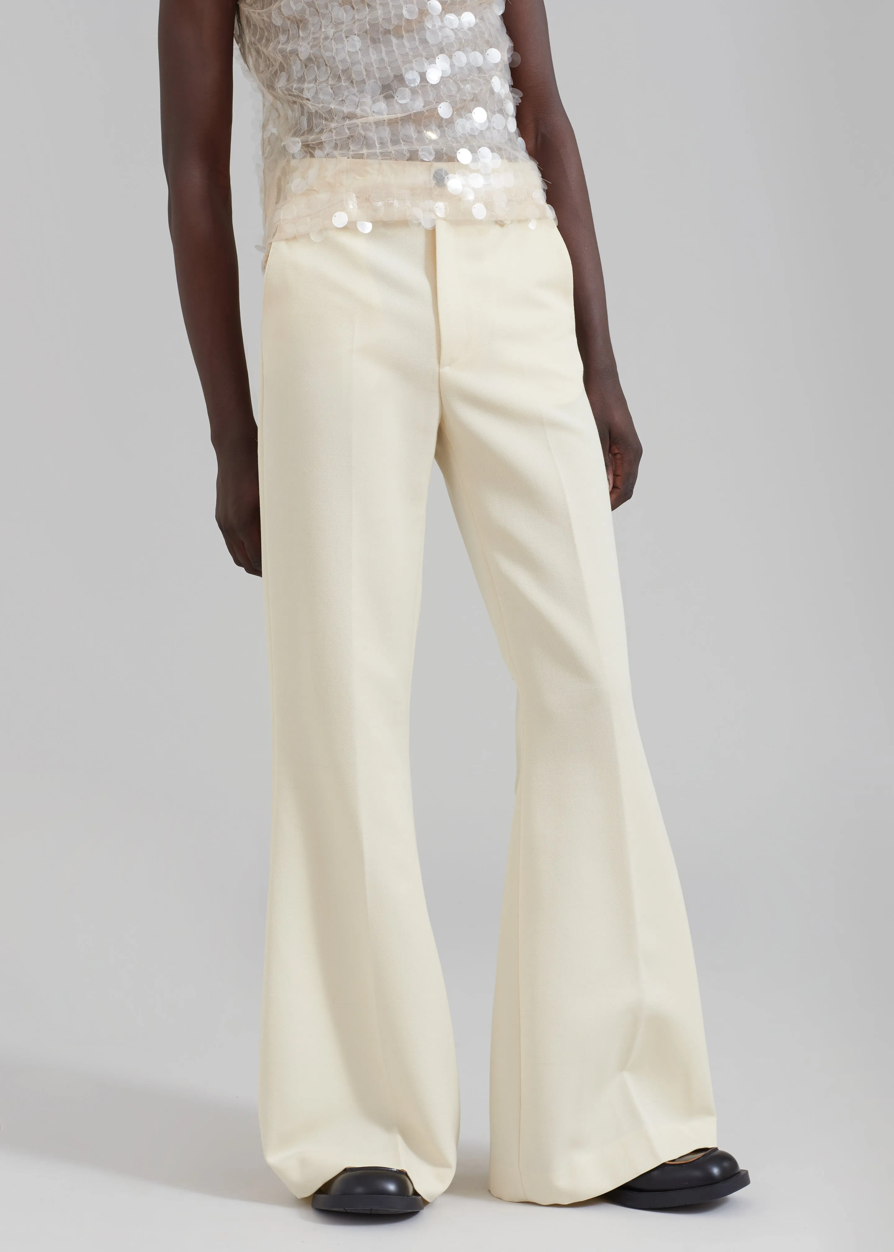 EGONLab Mega Flared Pants - Light Beige Wool sold by Frankie Shop product image thumbnail 4