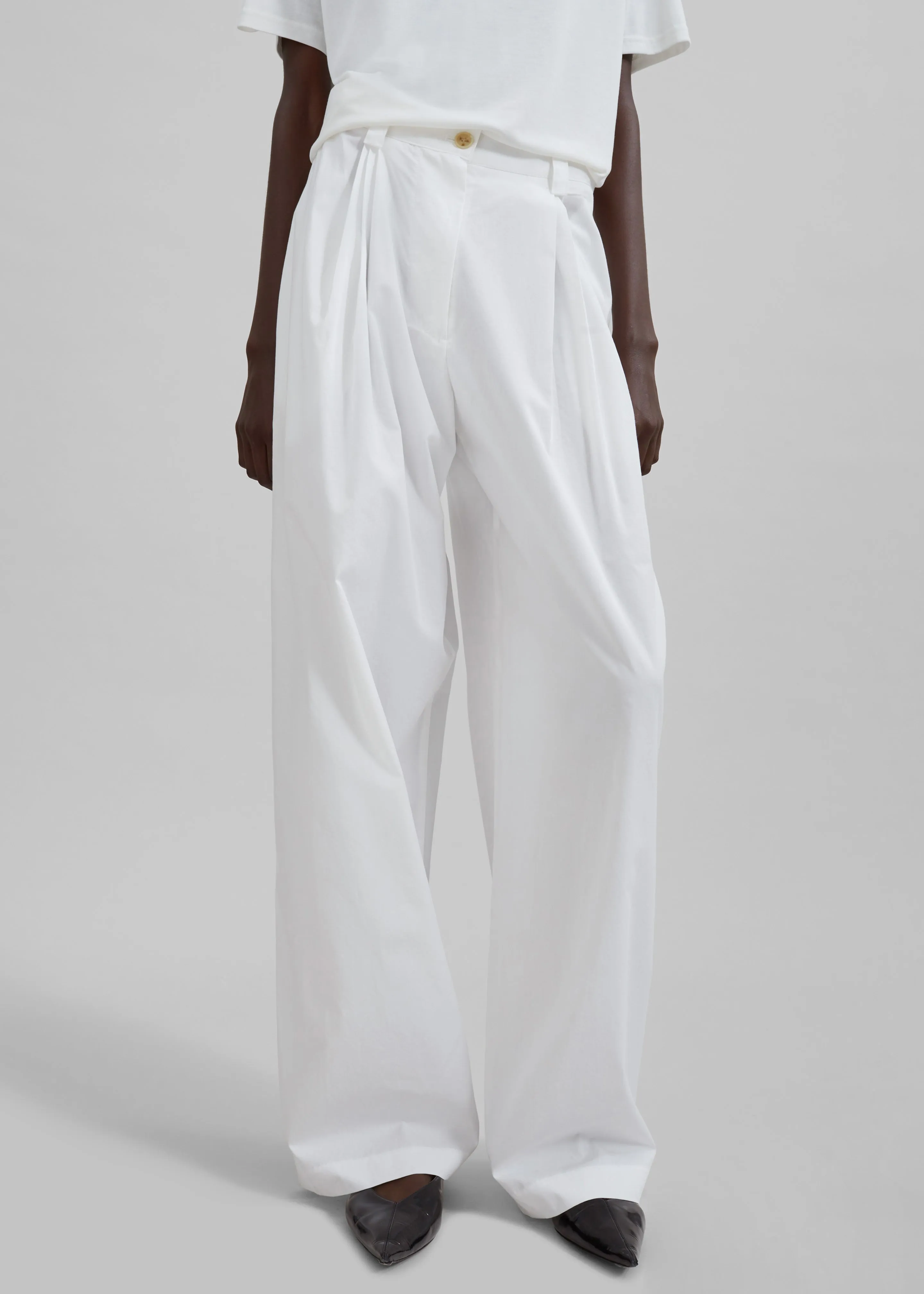 Lea Cotton Trousers - White sold by Frankie Shop