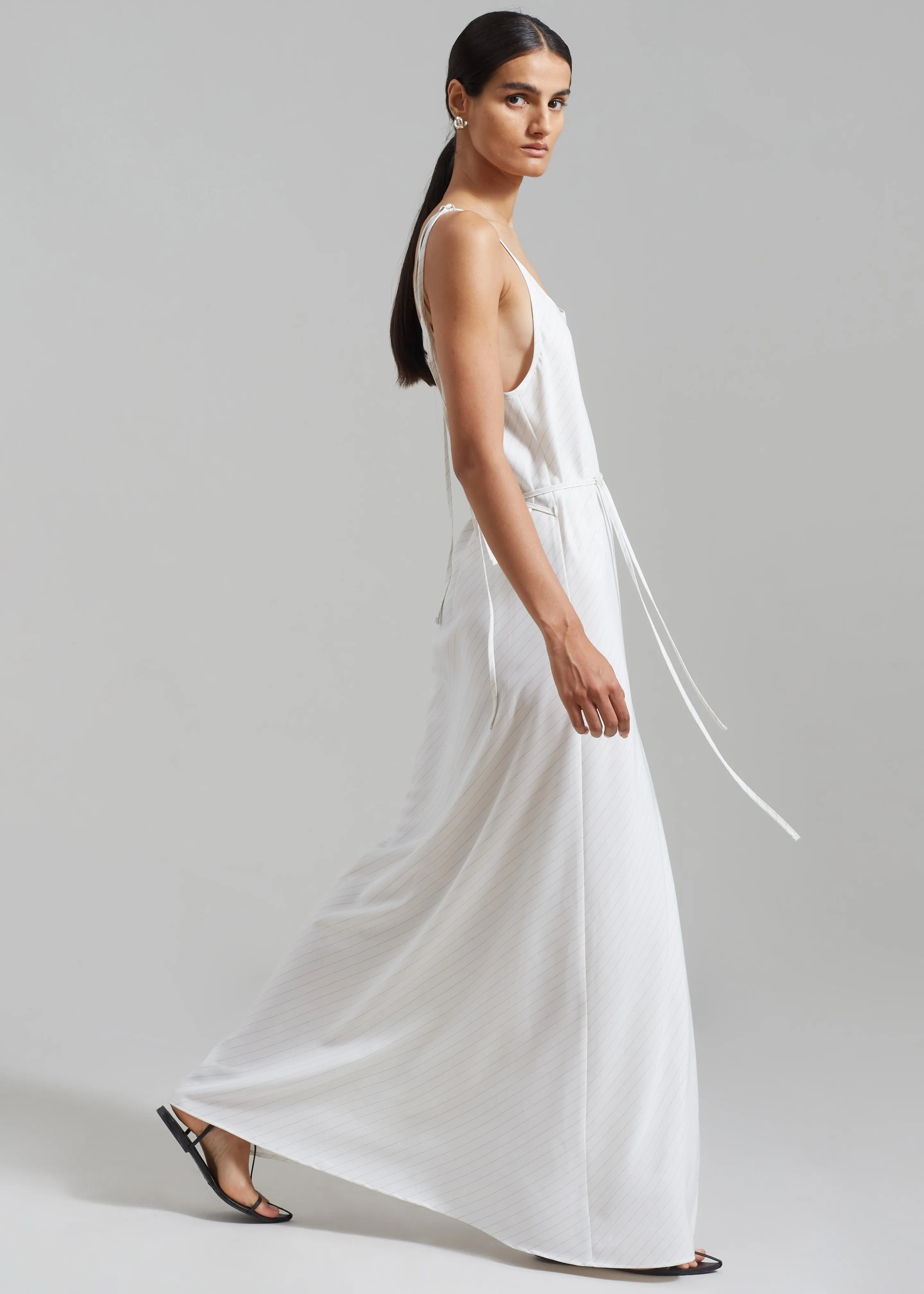 Brooke Tie Strap Maxi Dress - Grey Stripe sold by Frankie Shop product image thumbnail 4
