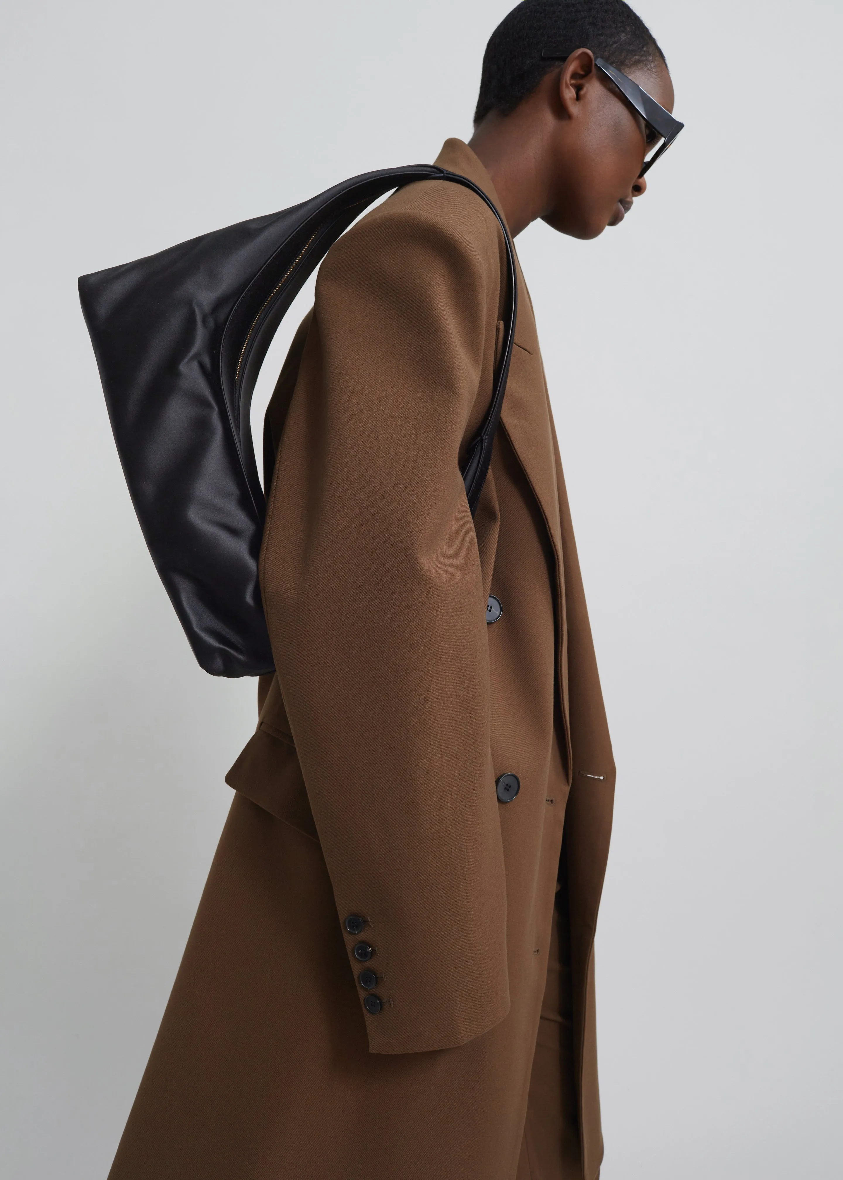 Loulou Studio Tania Satin Shoulder Bag - Black sold by Frankie Shop product image thumbnail 2