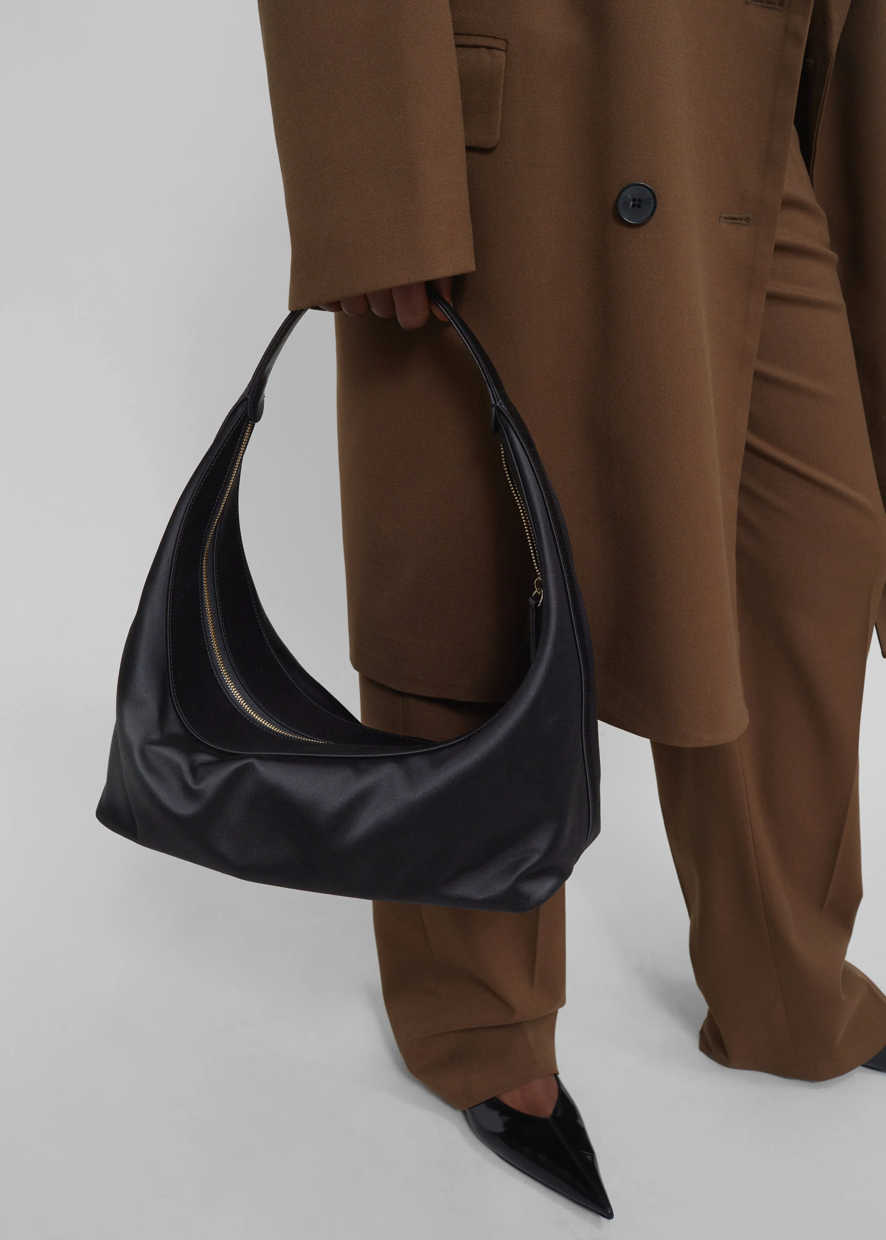 Loulou Studio Tania Satin Shoulder Bag - Black sold by Frankie Shop product image thumbnail 3