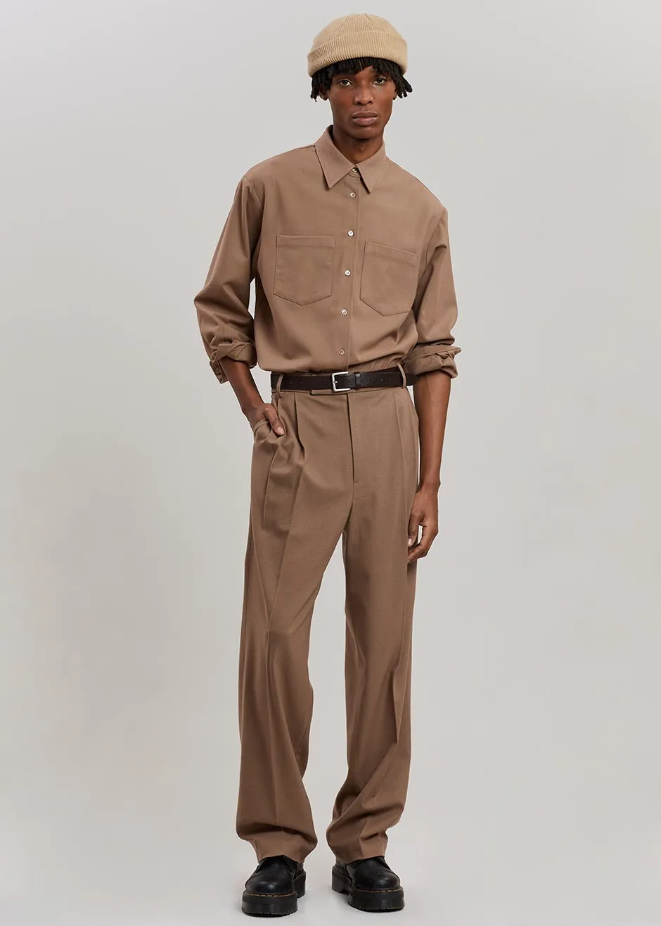 Heith Flanelle Suit Pants - Hazelnut sold by Frankie Shop