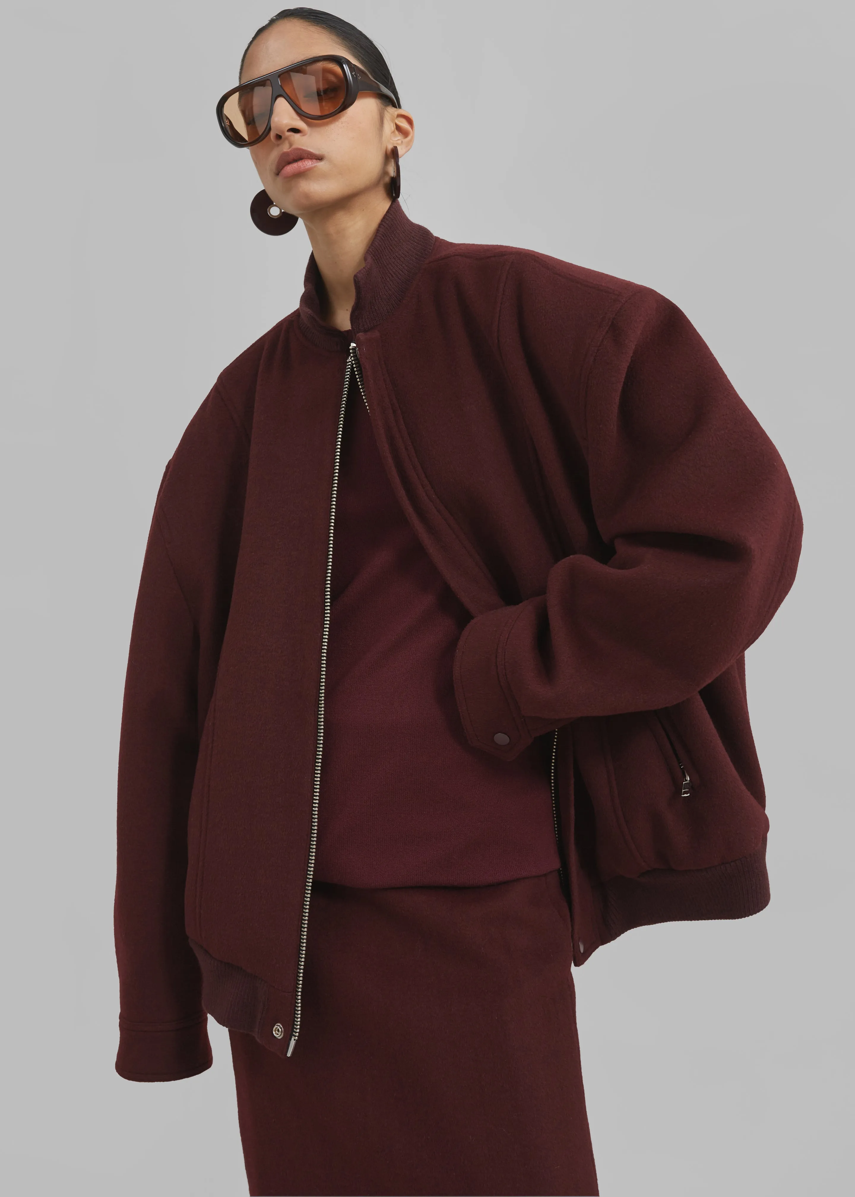 Arley Oversized Bomber - Burgundy sold by Frankie Shop
