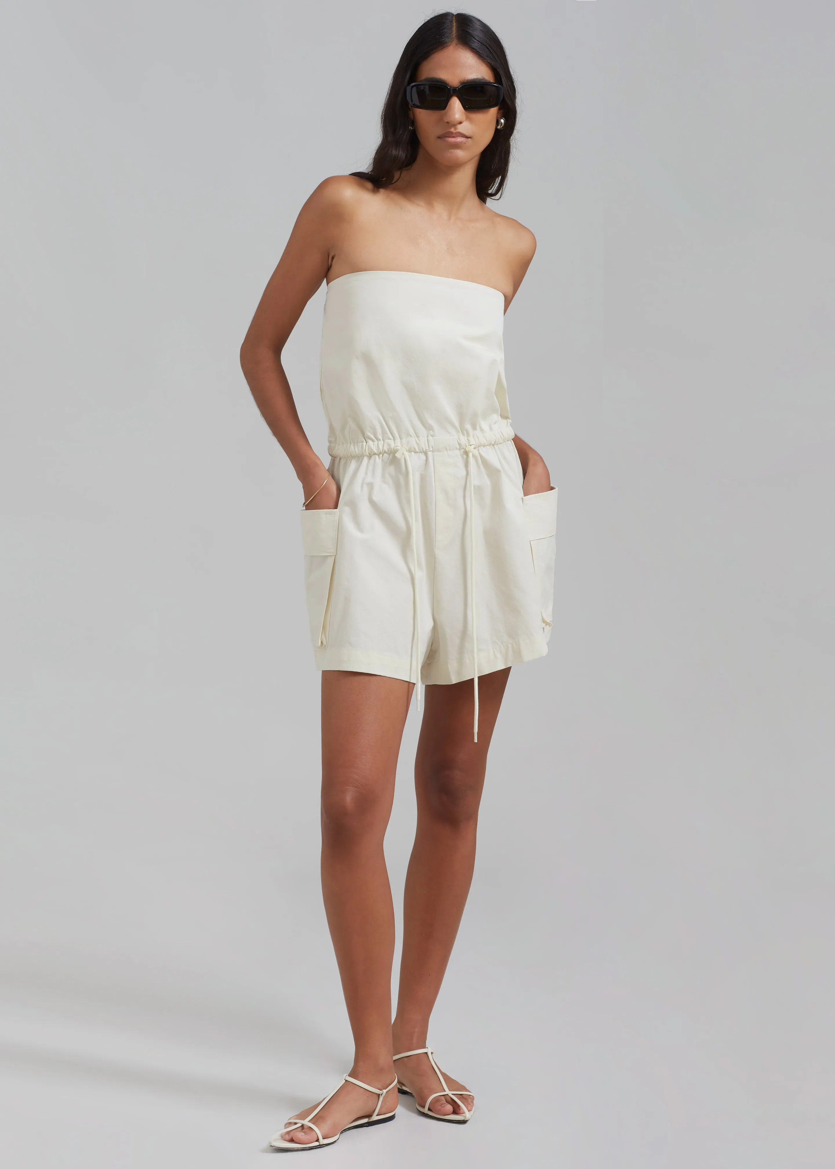 Wynn Strapless Romper - Cream sold by Frankie Shop product image thumbnail 4