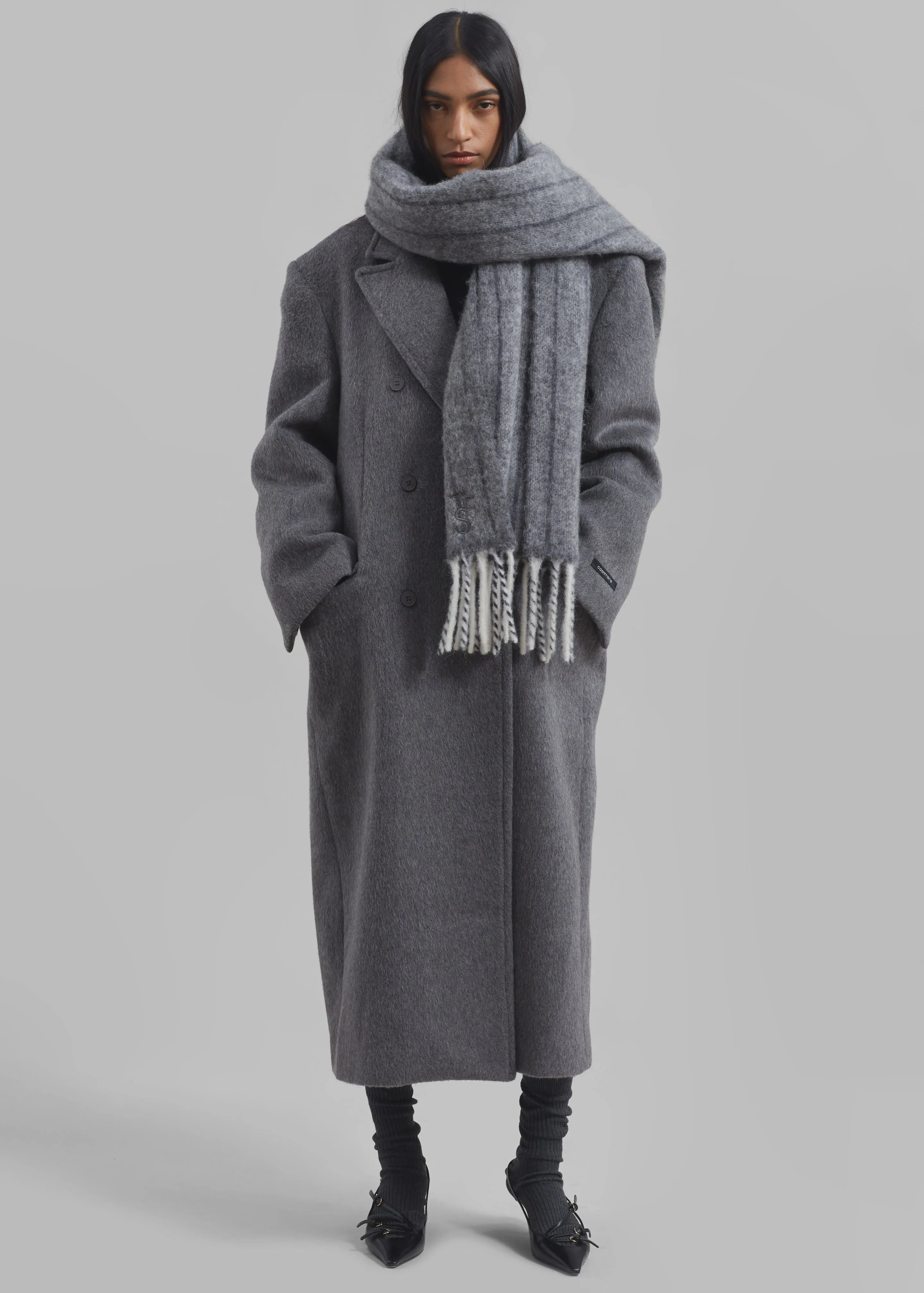 Aurelia Wool Scarf - Grey Stripe sold by Frankie Shop