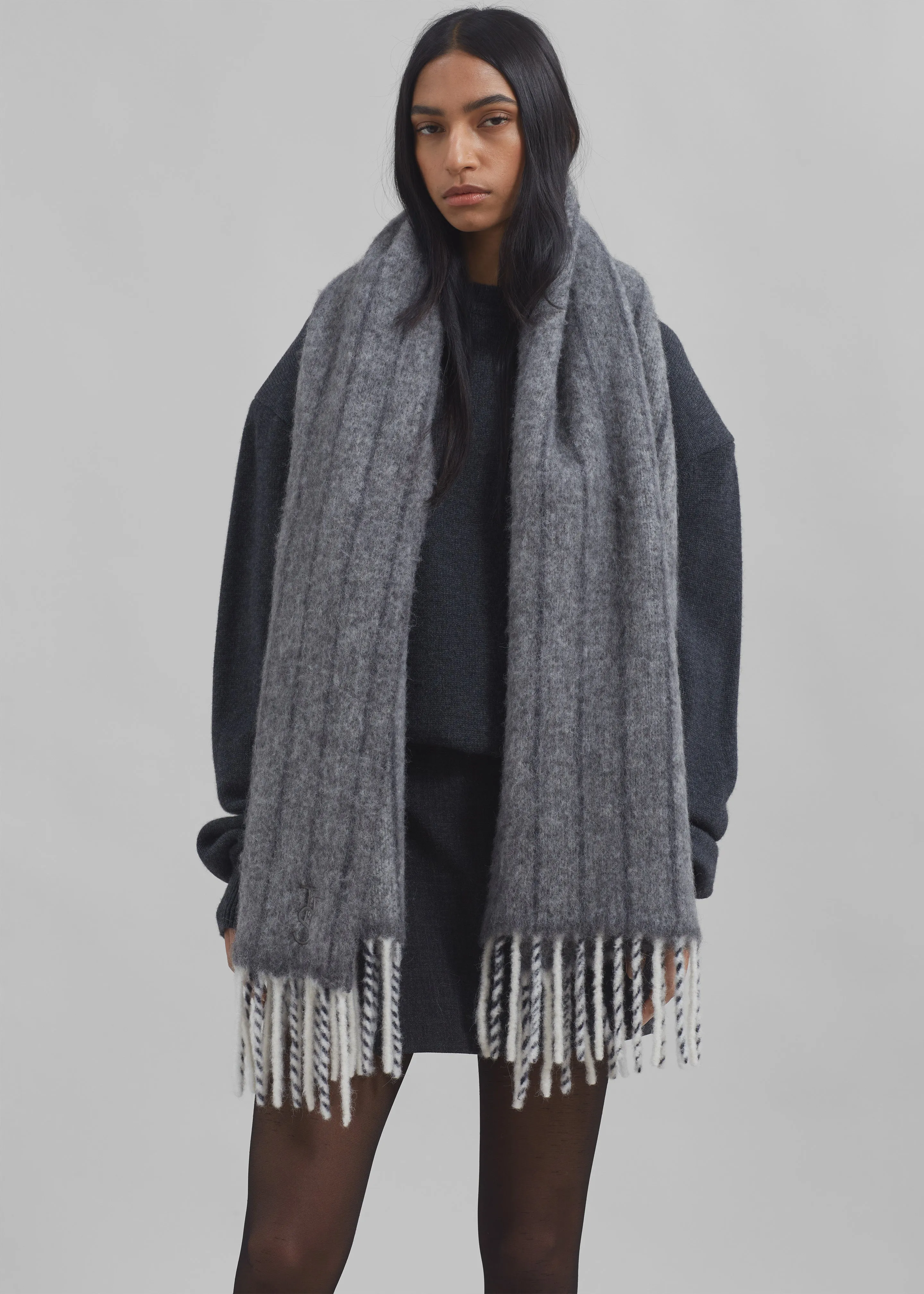 Aurelia Wool Scarf - Grey Stripe sold by Frankie Shop product image thumbnail 5