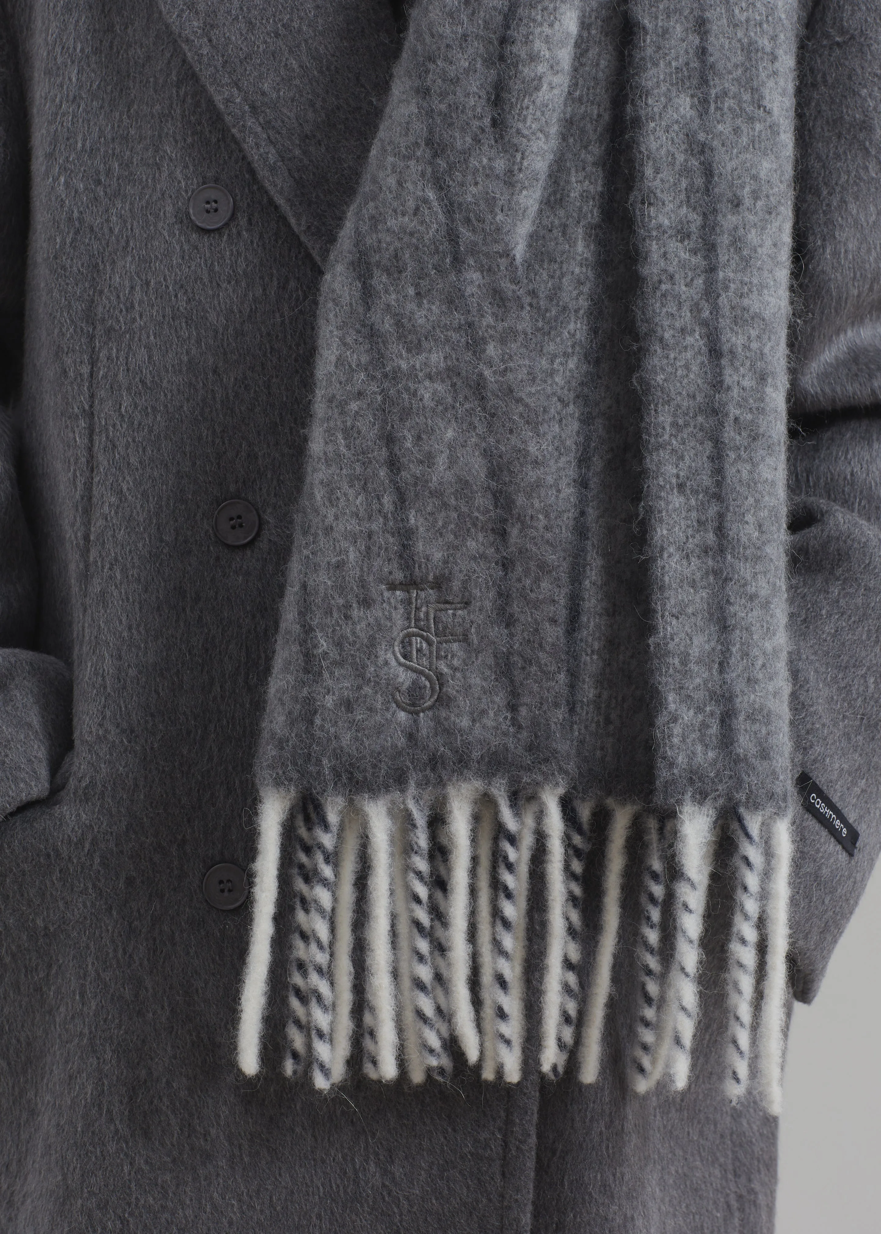 Aurelia Wool Scarf - Grey Stripe sold by Frankie Shop product image thumbnail 4
