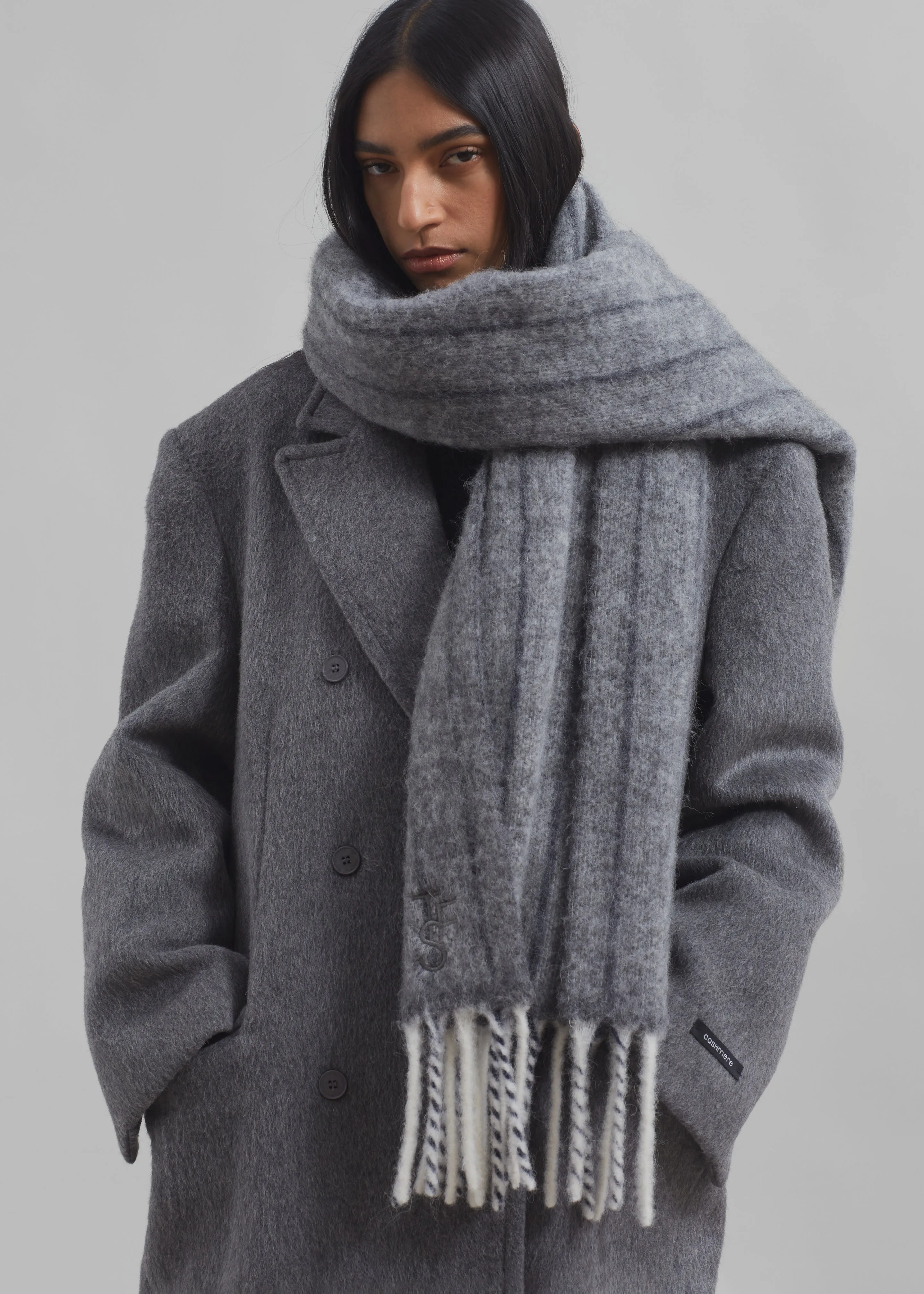 Aurelia Wool Scarf - Grey Stripe sold by Frankie Shop product image thumbnail 2