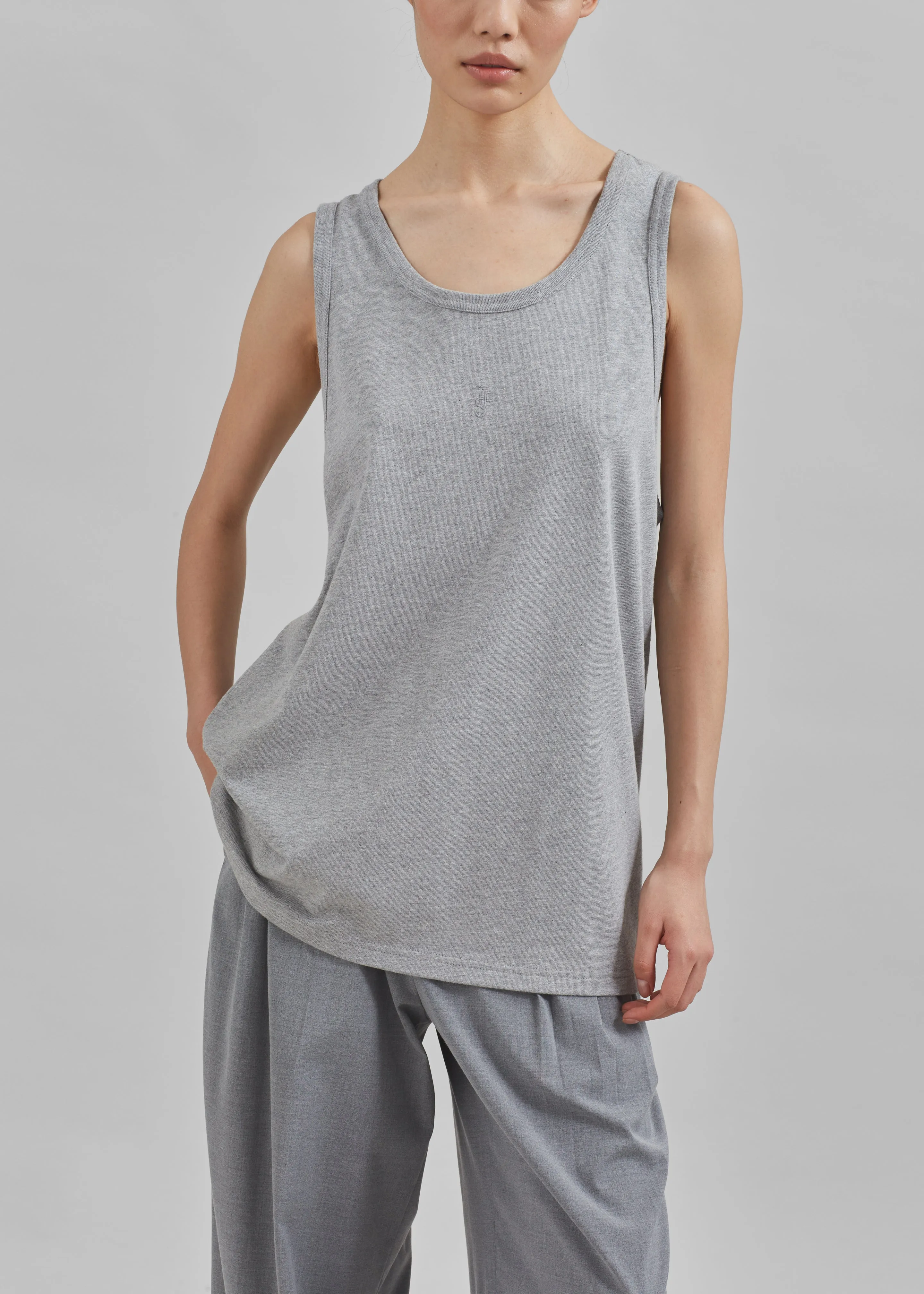 Rexy Embroidered Tank Top - Grey Melange sold by Frankie Shop product image thumbnail 3