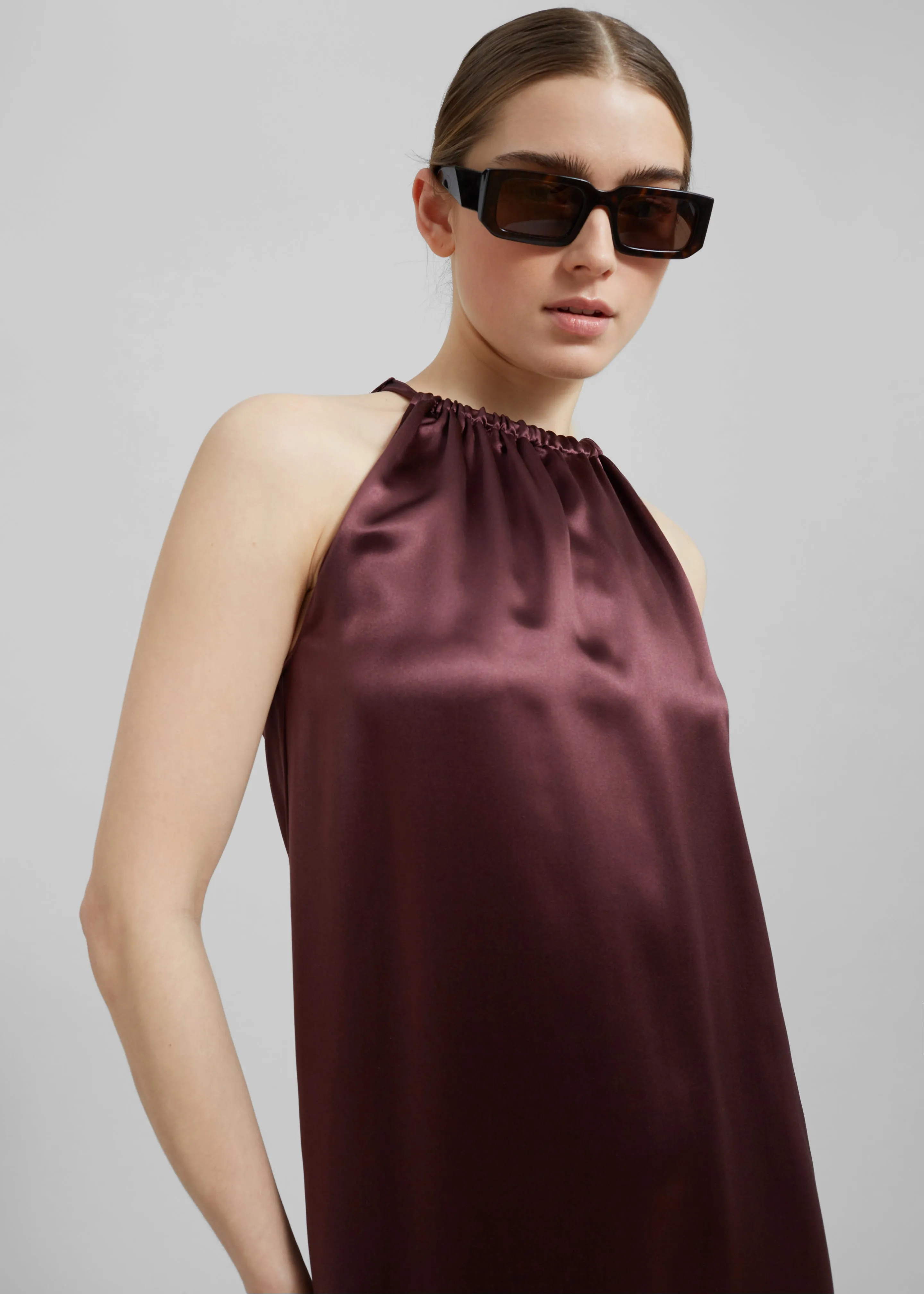 Loulou Studio Morene Long Dress - Midnight Bordeaux sold by Frankie Shop product image thumbnail 4