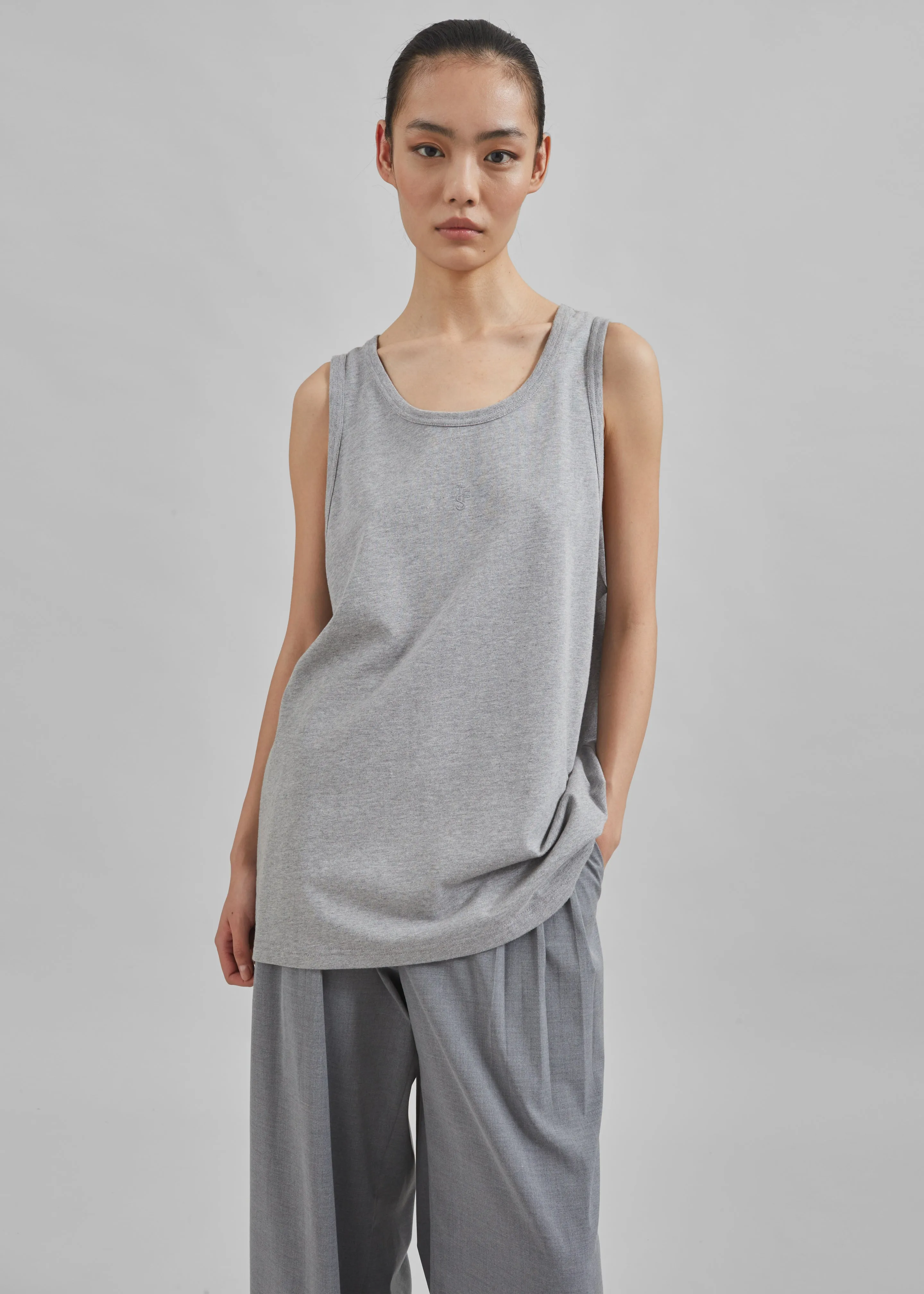 Rexy Embroidered Tank Top - Grey Melange sold by Frankie Shop
