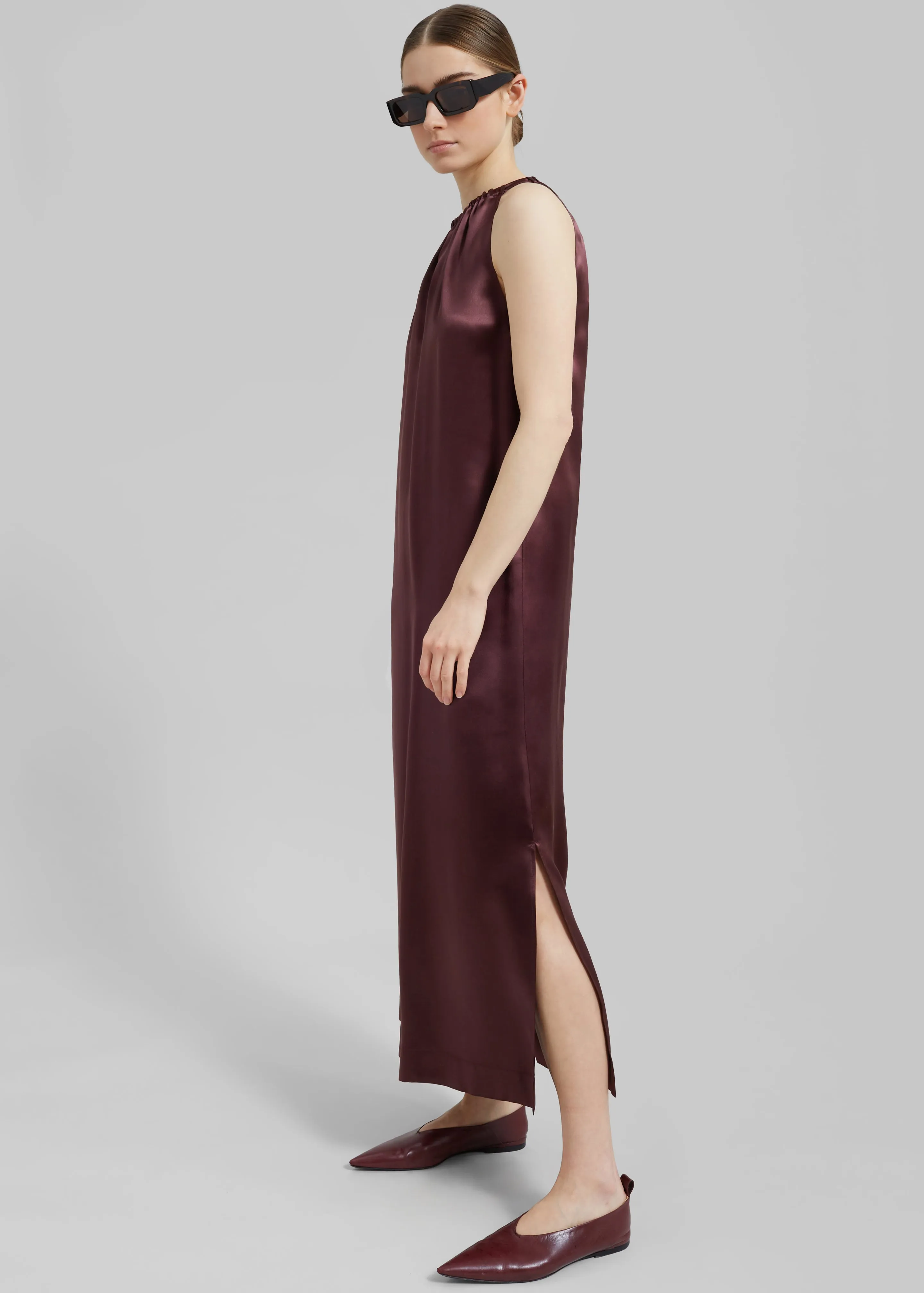 Loulou Studio Morene Long Dress - Midnight Bordeaux sold by Frankie Shop product image thumbnail 2