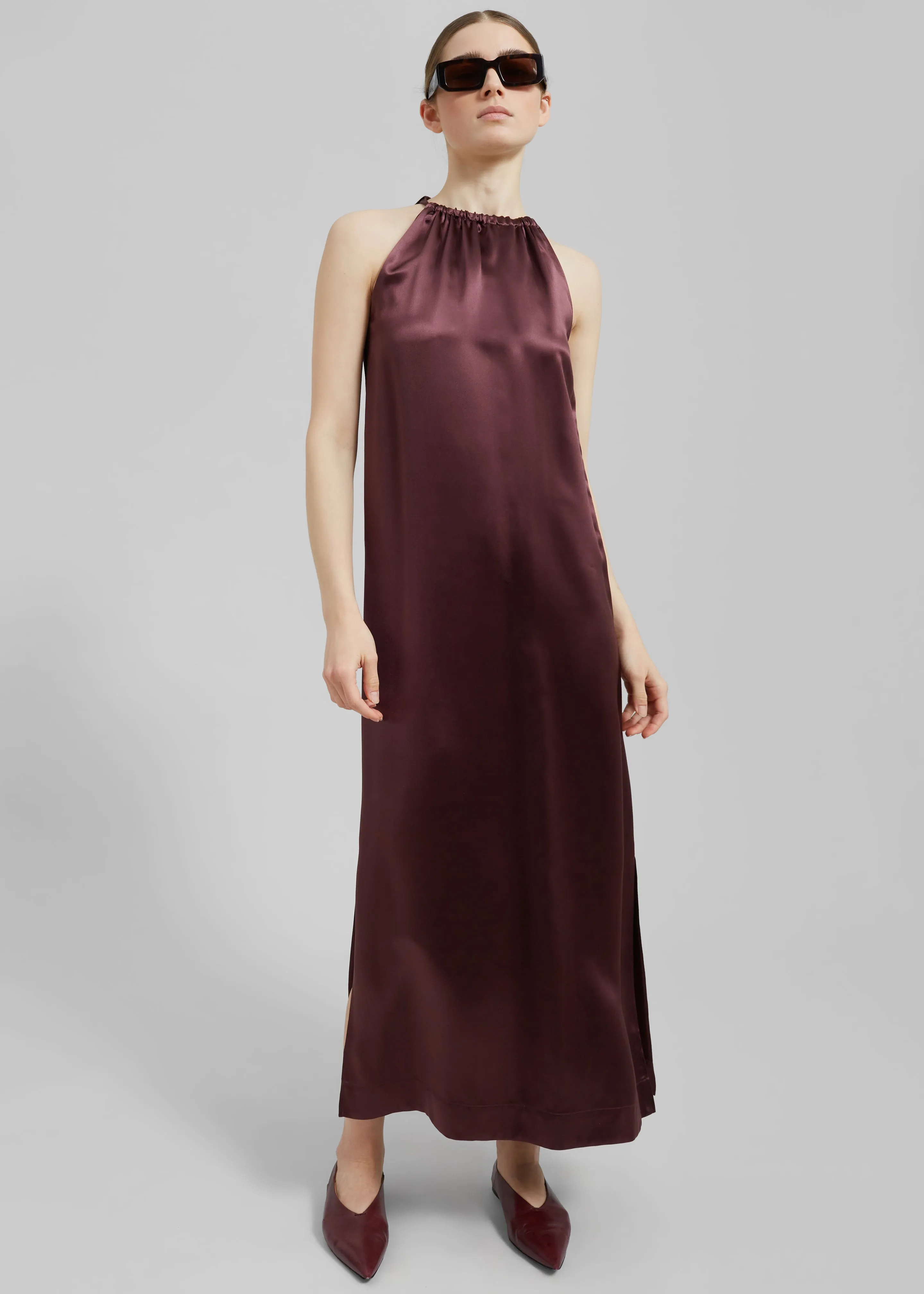 Loulou Studio Morene Long Dress - Midnight Bordeaux sold by Frankie Shop