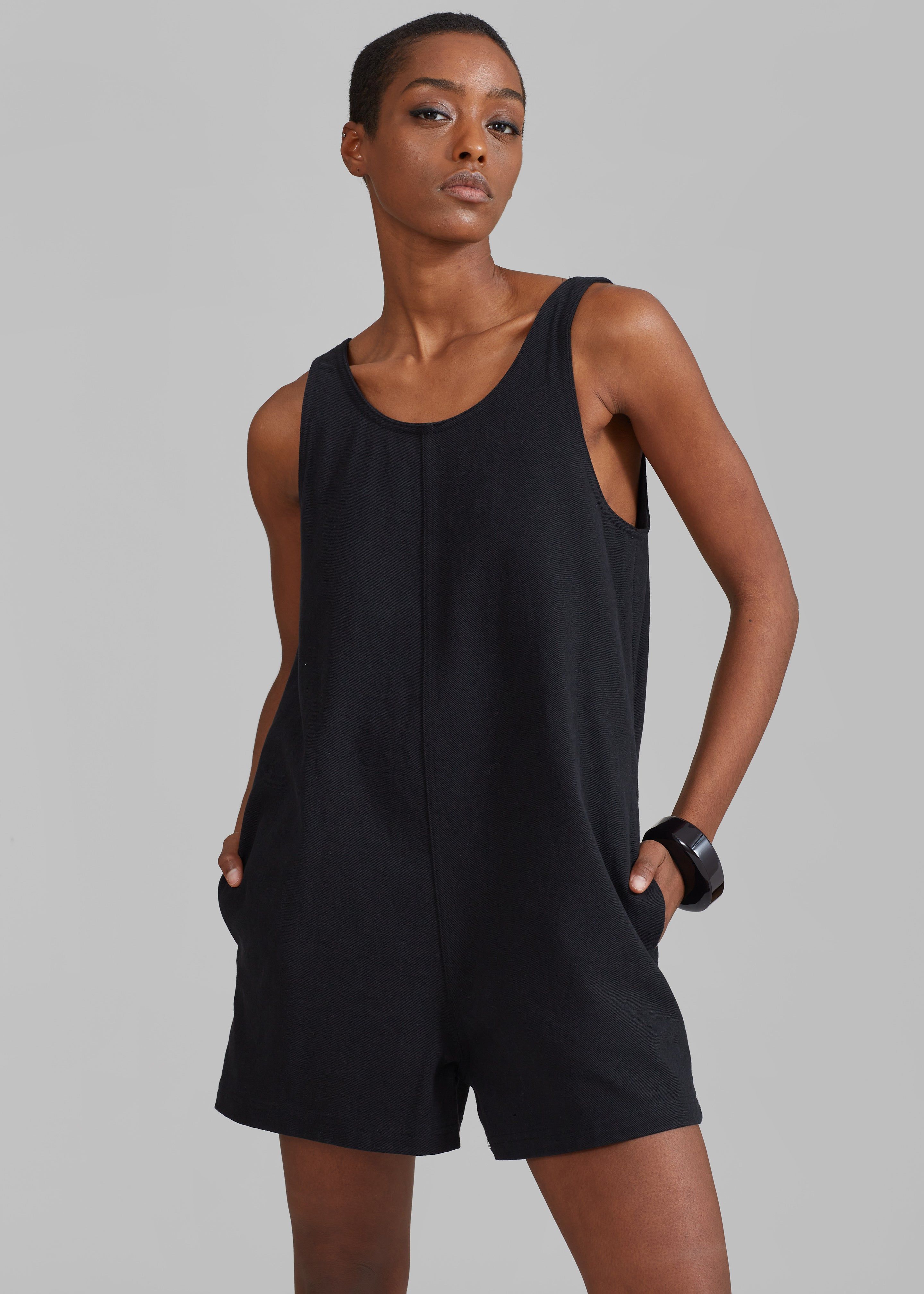 Claris Twill Romper - Black sold by Frankie Shop